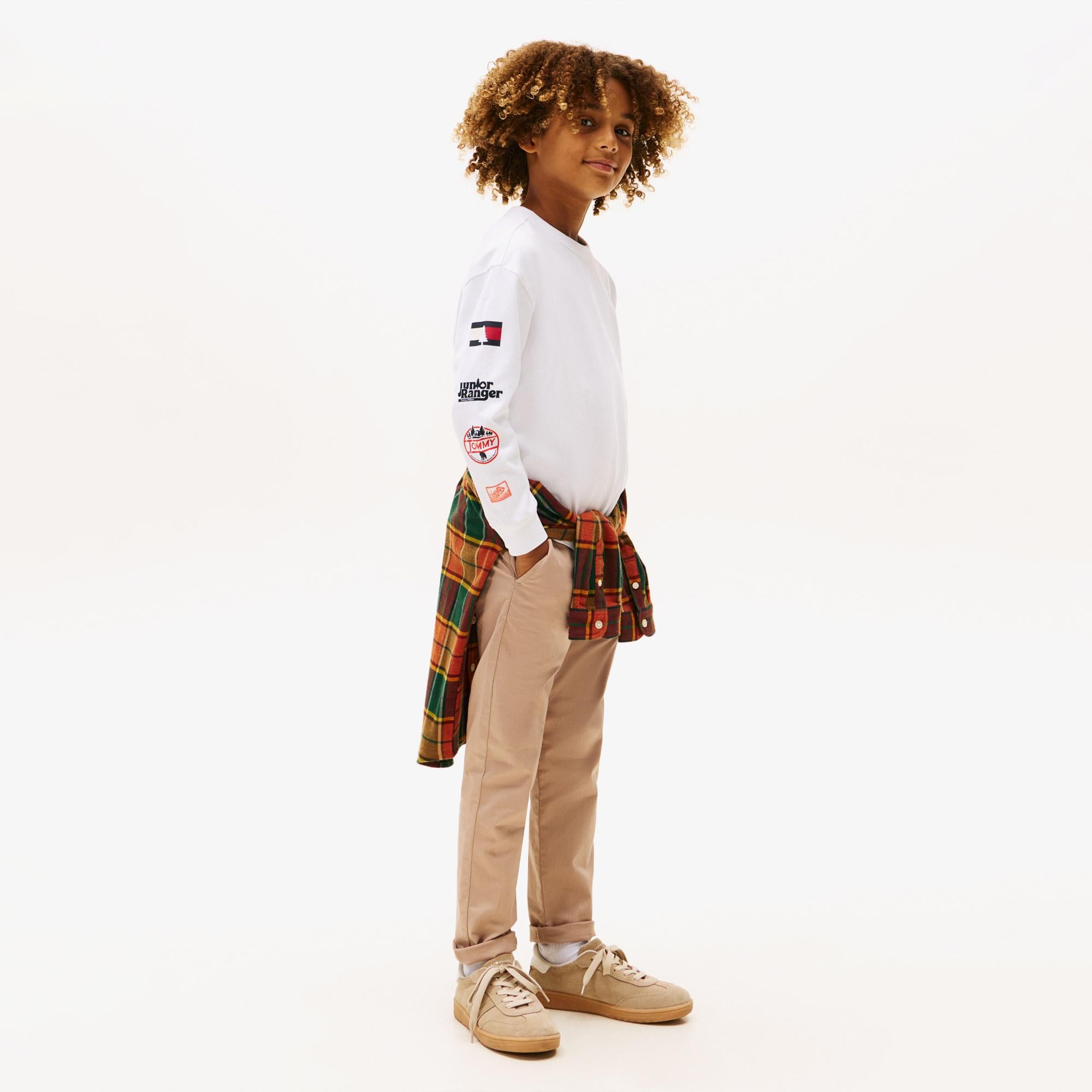 Tommy Hilfiger Camp Multi Çocuk Uzun Kollu Beyaz T-Shirt