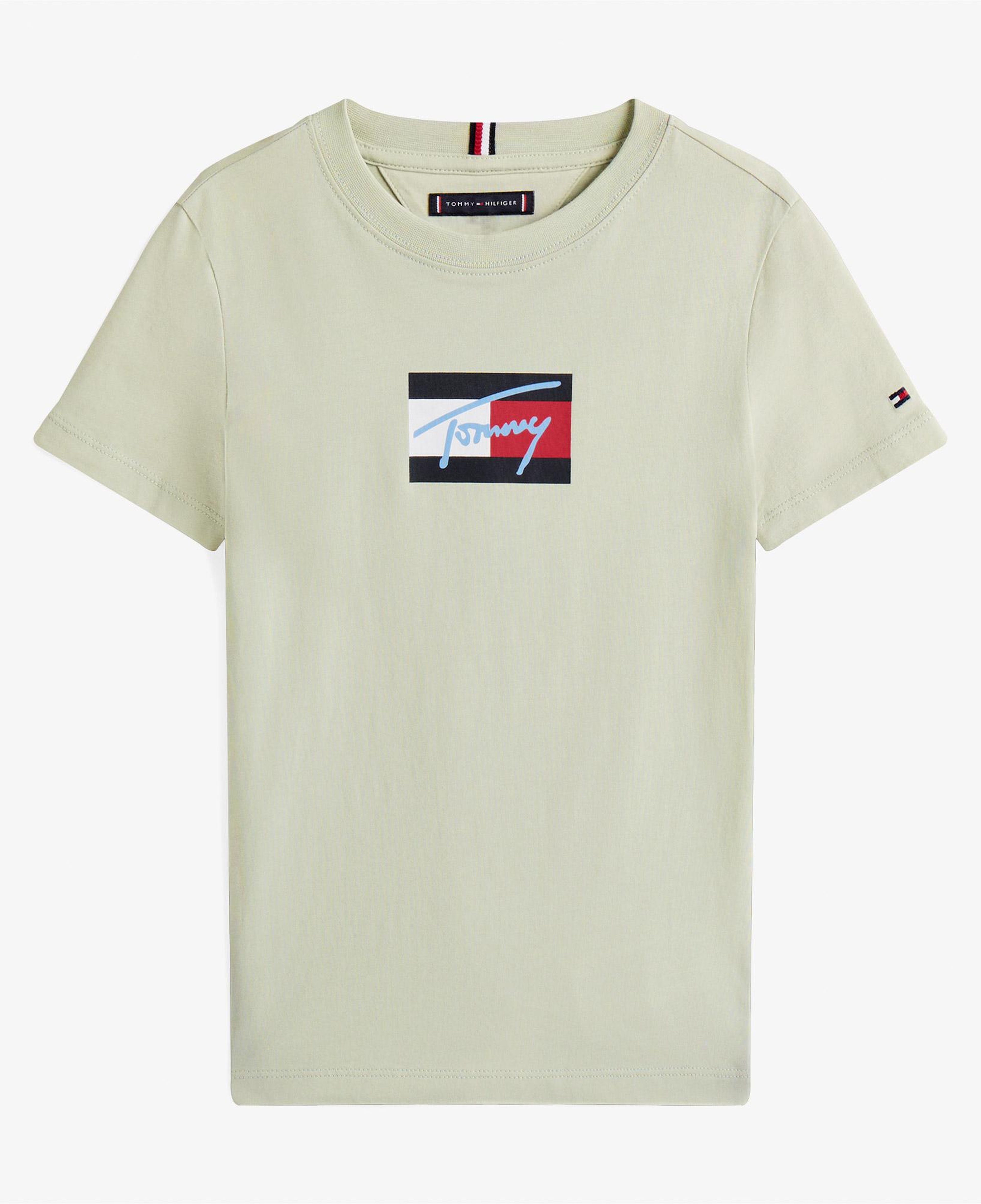 Tommy Hilfiger Script Flag Print Çocuk Yeşil T-Shirt