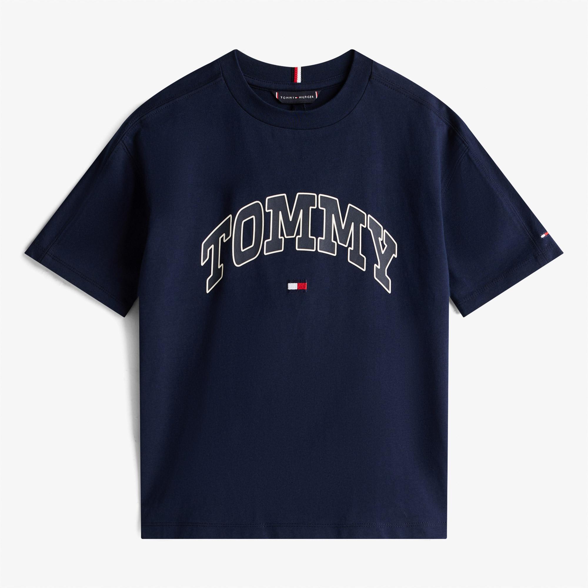 Tommy Hilfiger Varsity Raised Print Çocuk Lacivert T-Shirt