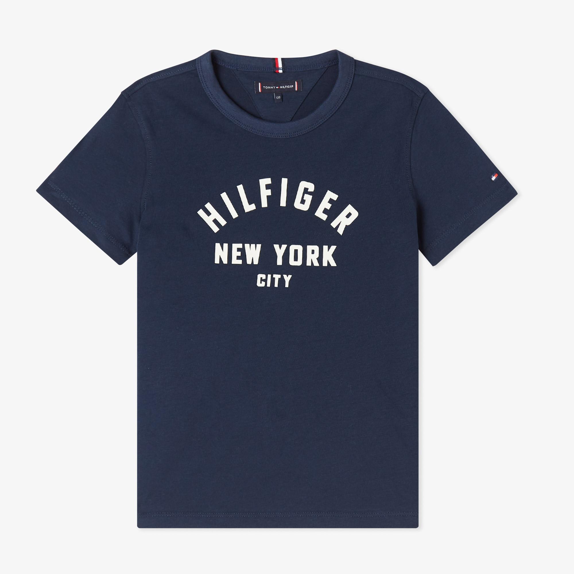 Tommy Hilfiger Curved Graphic Çocuk Lacivert T-Shirt