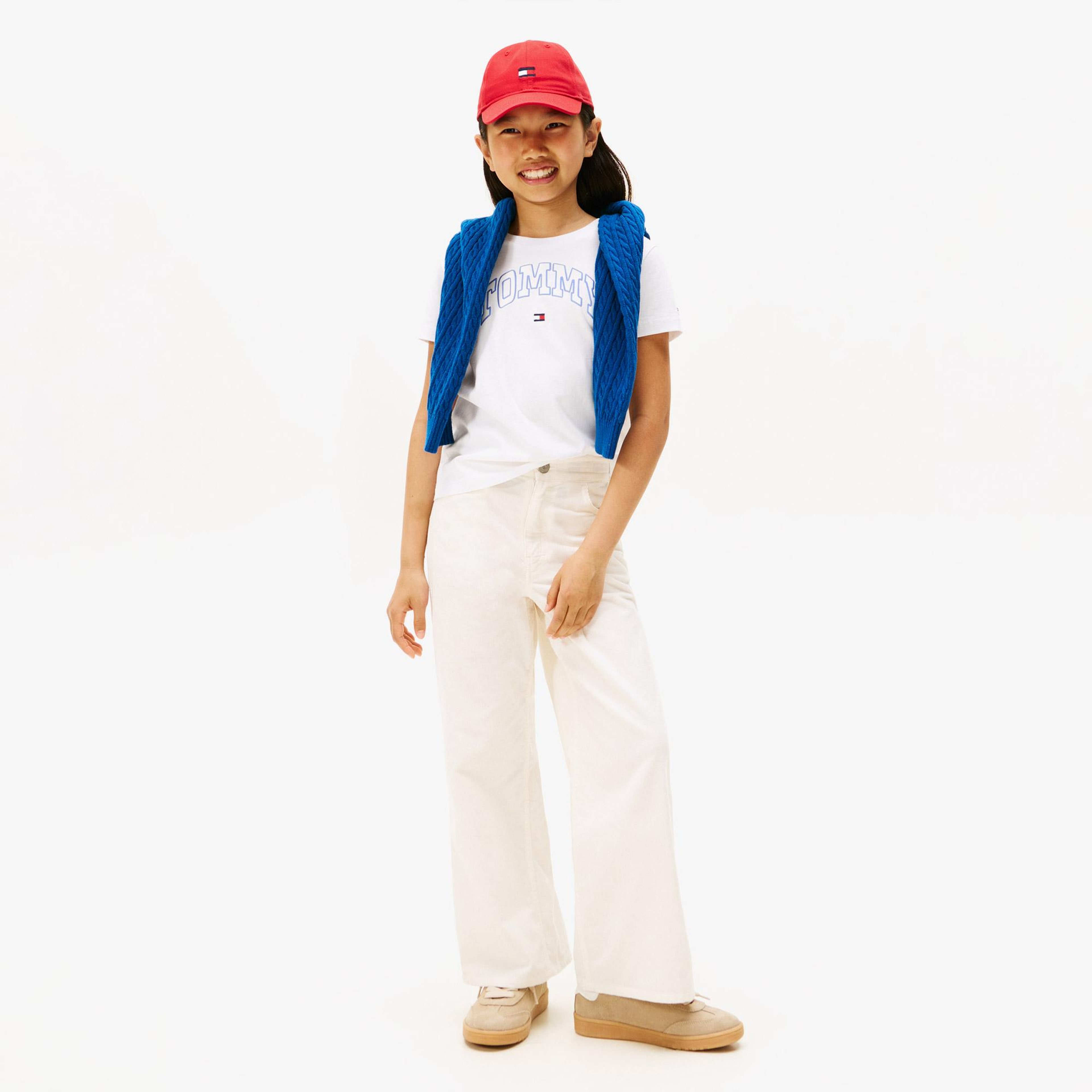 Tommy Hilfiger Varsity Sateen Çocuk Beyaz T-Shirt