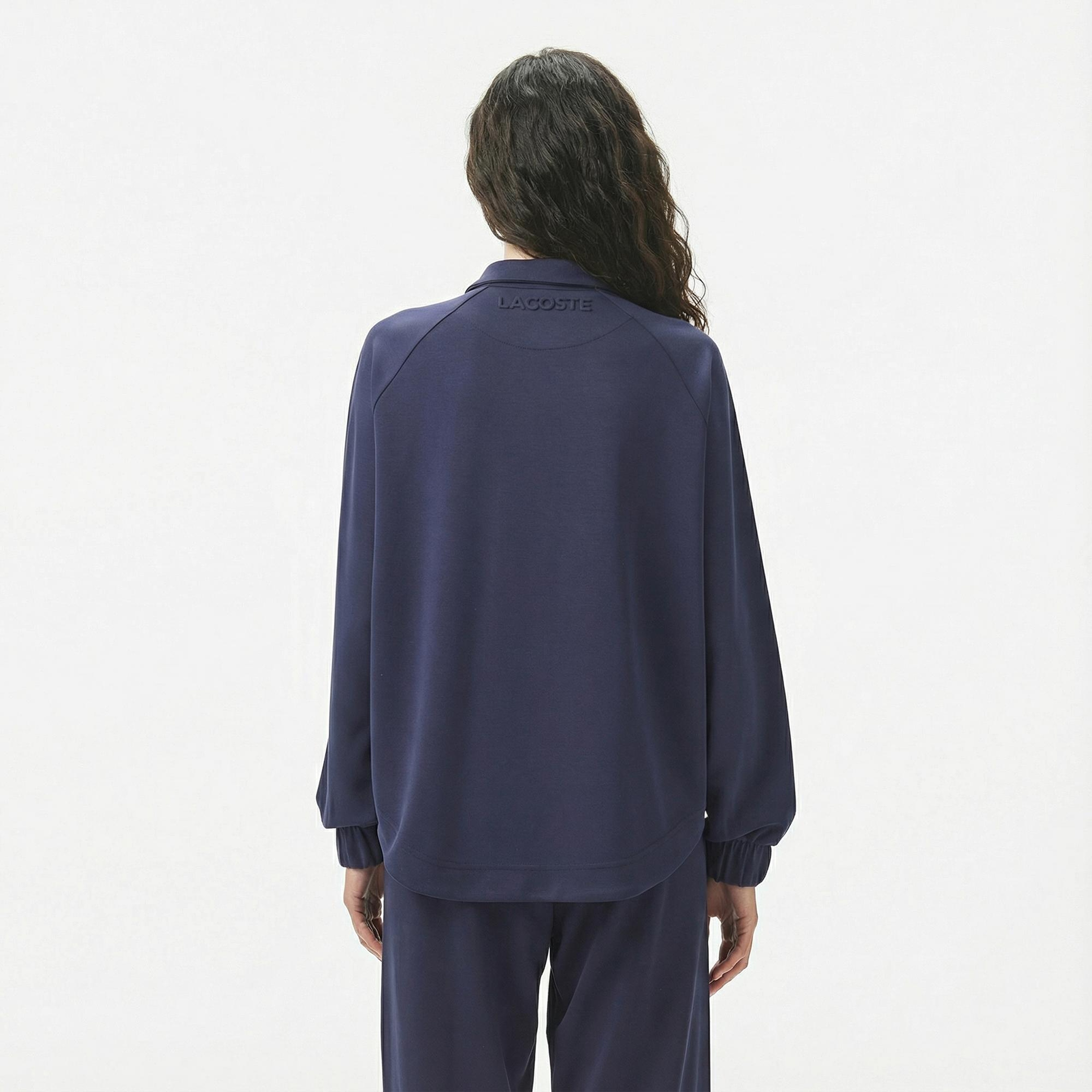 Lacoste Kadın Loose Fit Fermuarlı Lacivert Sweatshirt