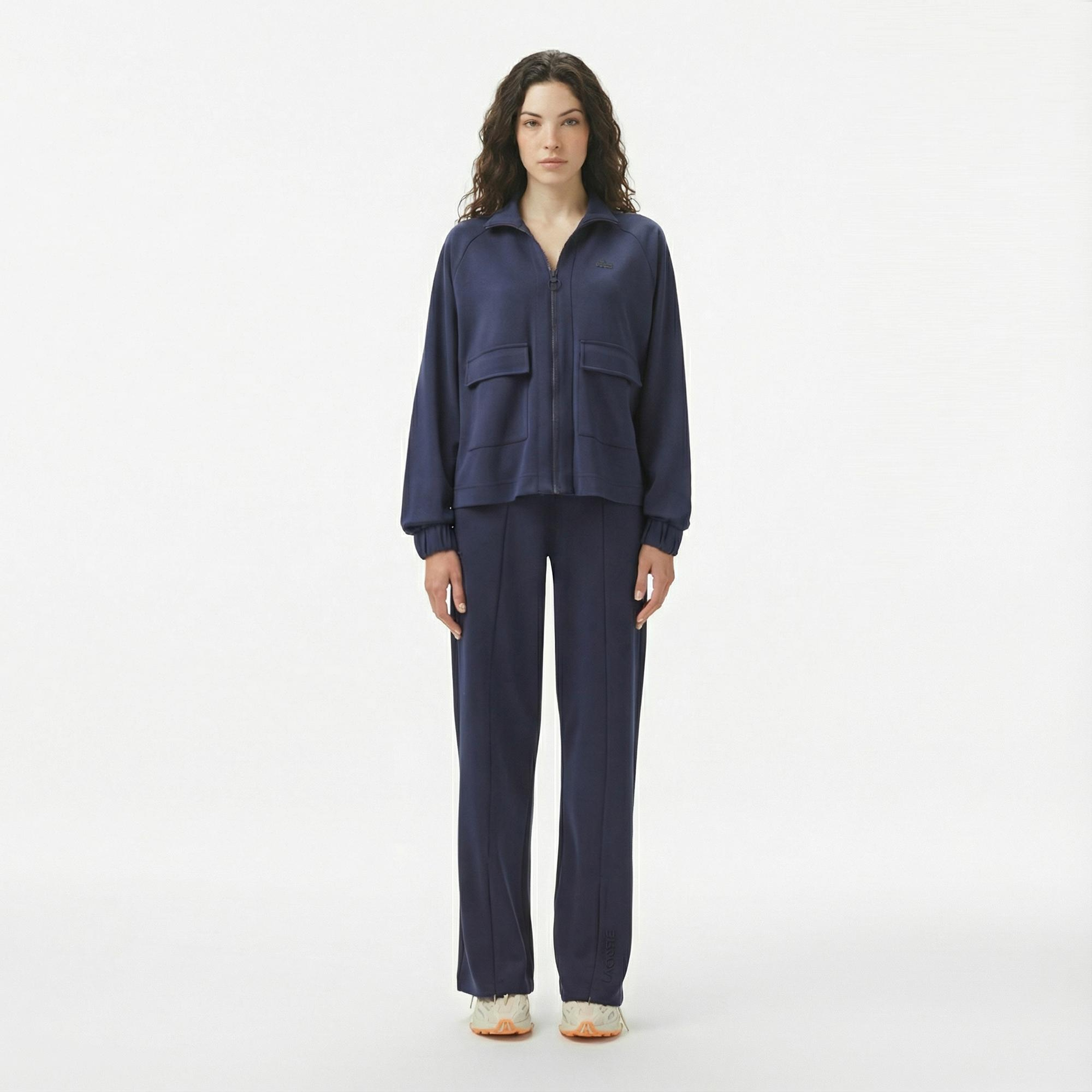 Lacoste Kadın Loose Fit Fermuarlı Lacivert Sweatshirt