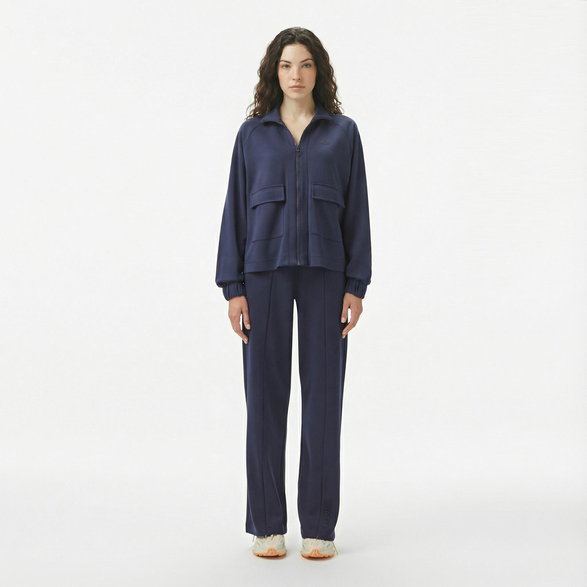 Lacoste Kadın Loose Fit Fermuarlı Lacivert Sweatshirt