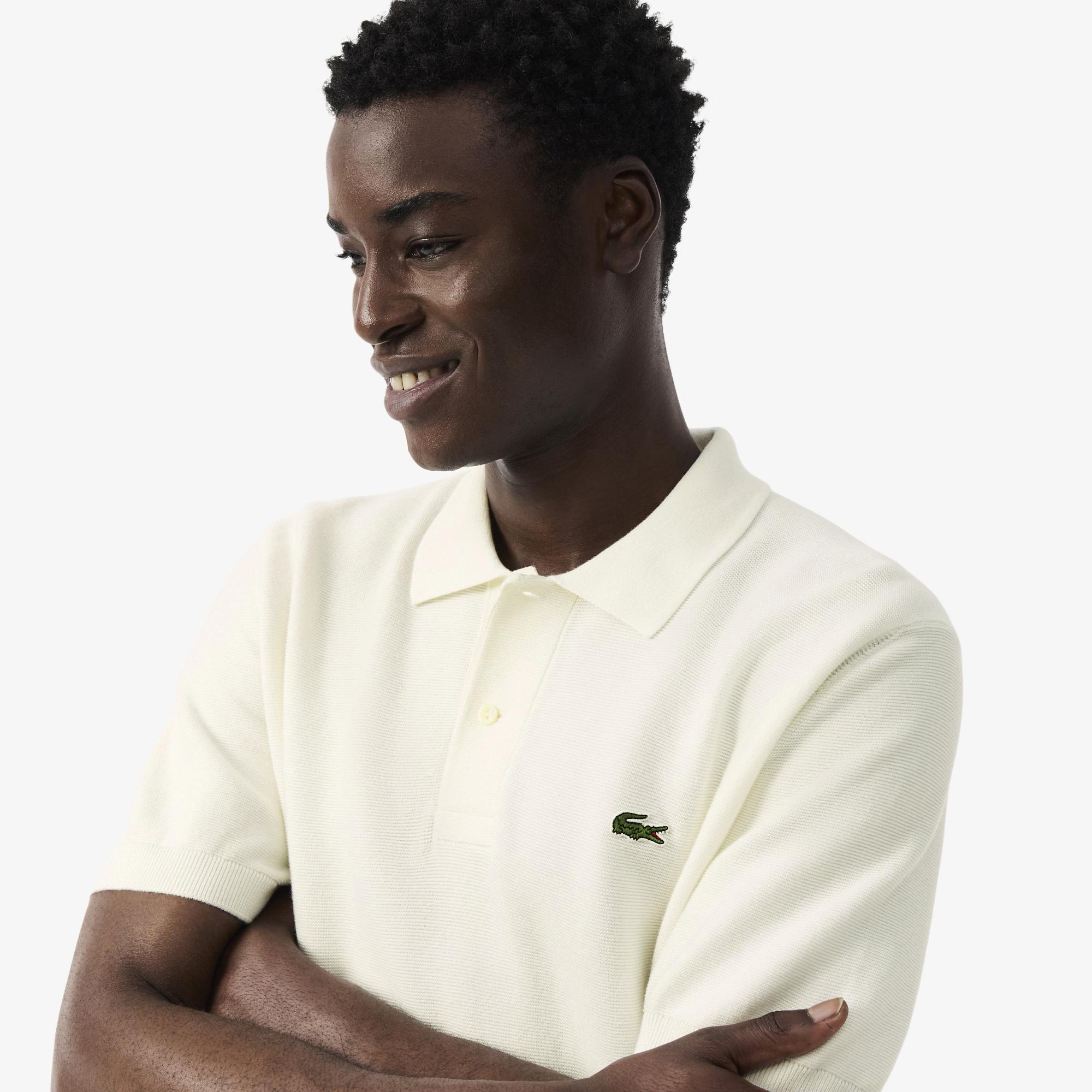 Lacoste Erkek Classic Fit Kısa Kollu Polo Yaka Krem Triko