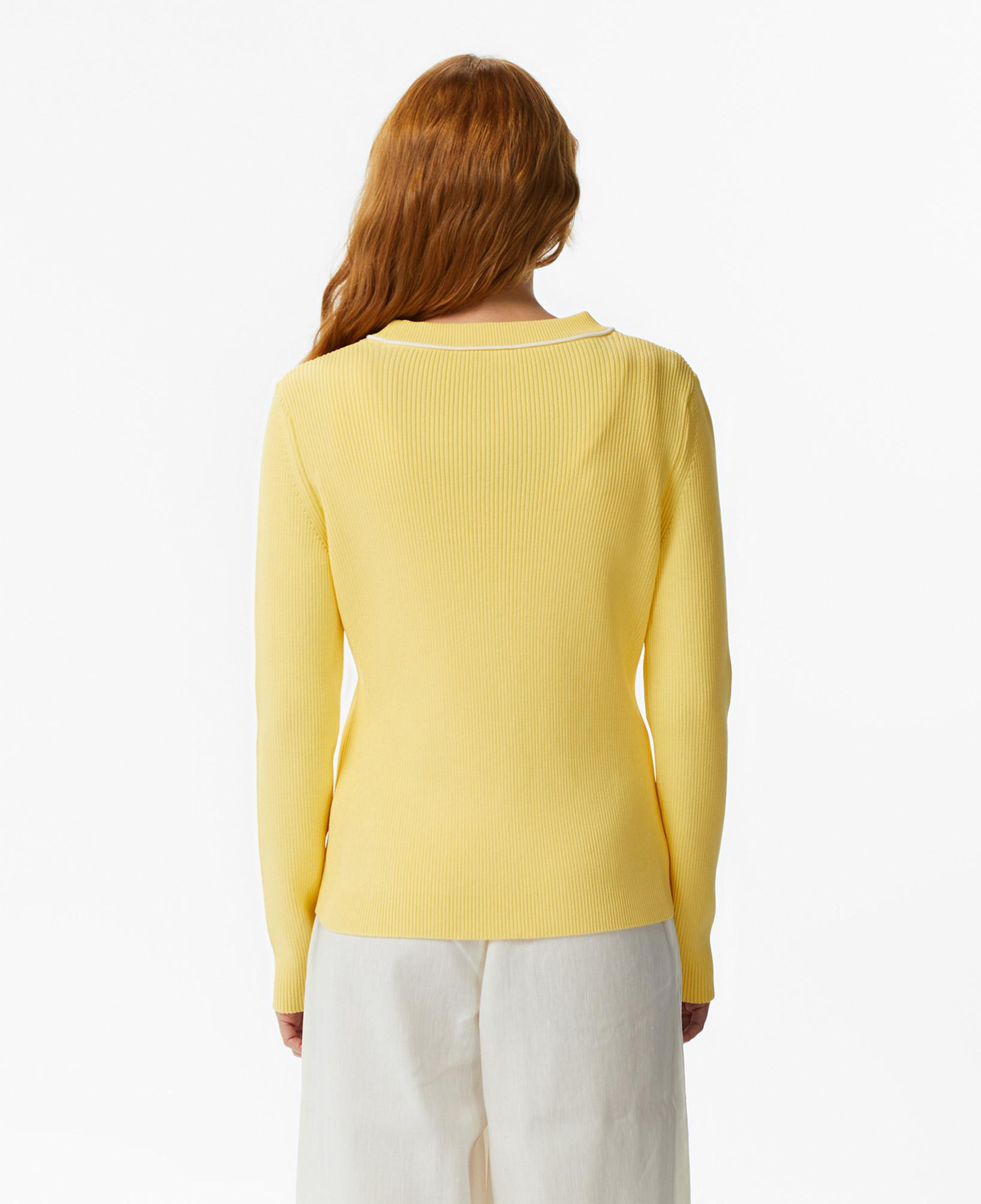 Lacoste Kadın Slim Fit V Yaka Sarı Hırka