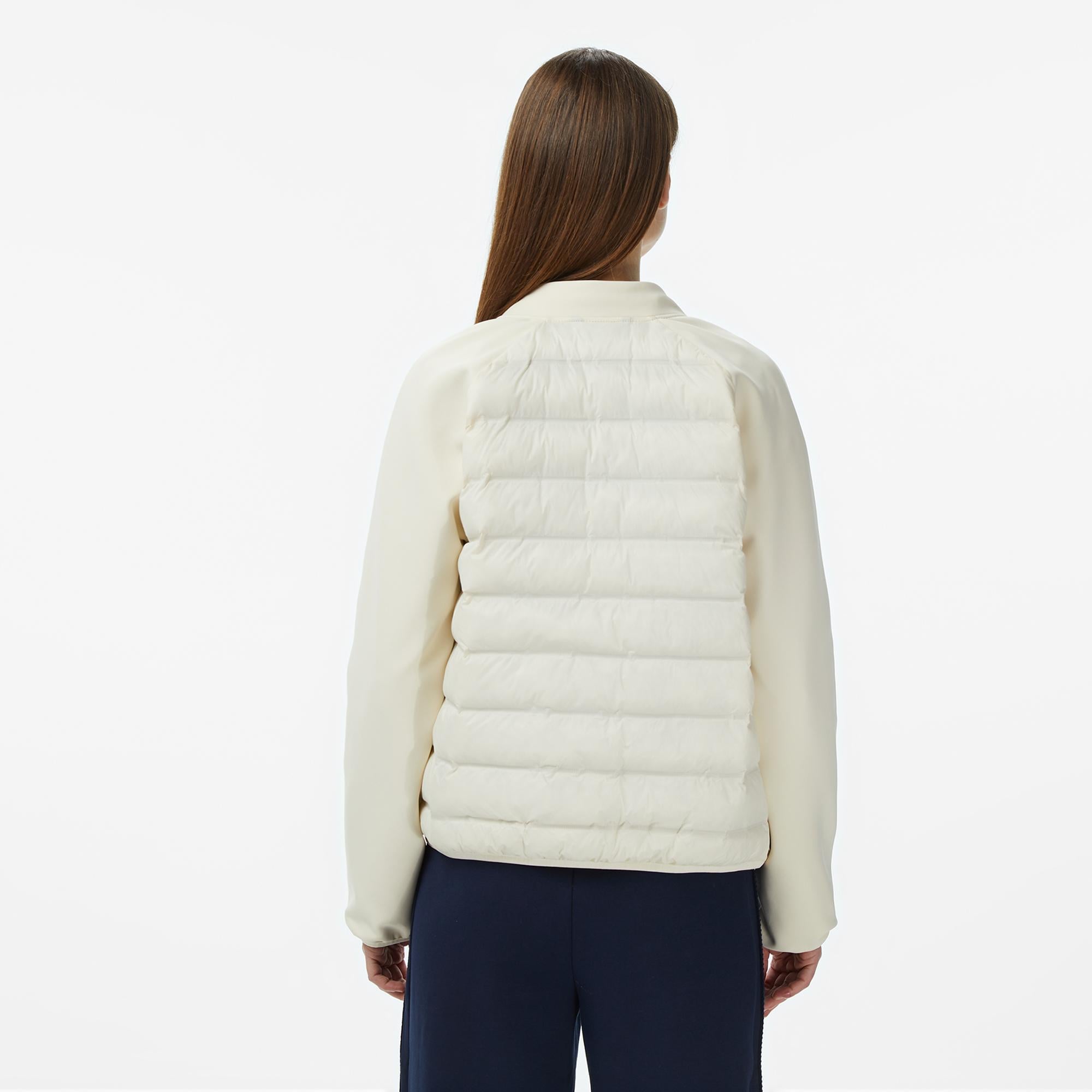 Lacoste Kadın Regular Fit Dik Yaka Renk Bloklu Krem Mont