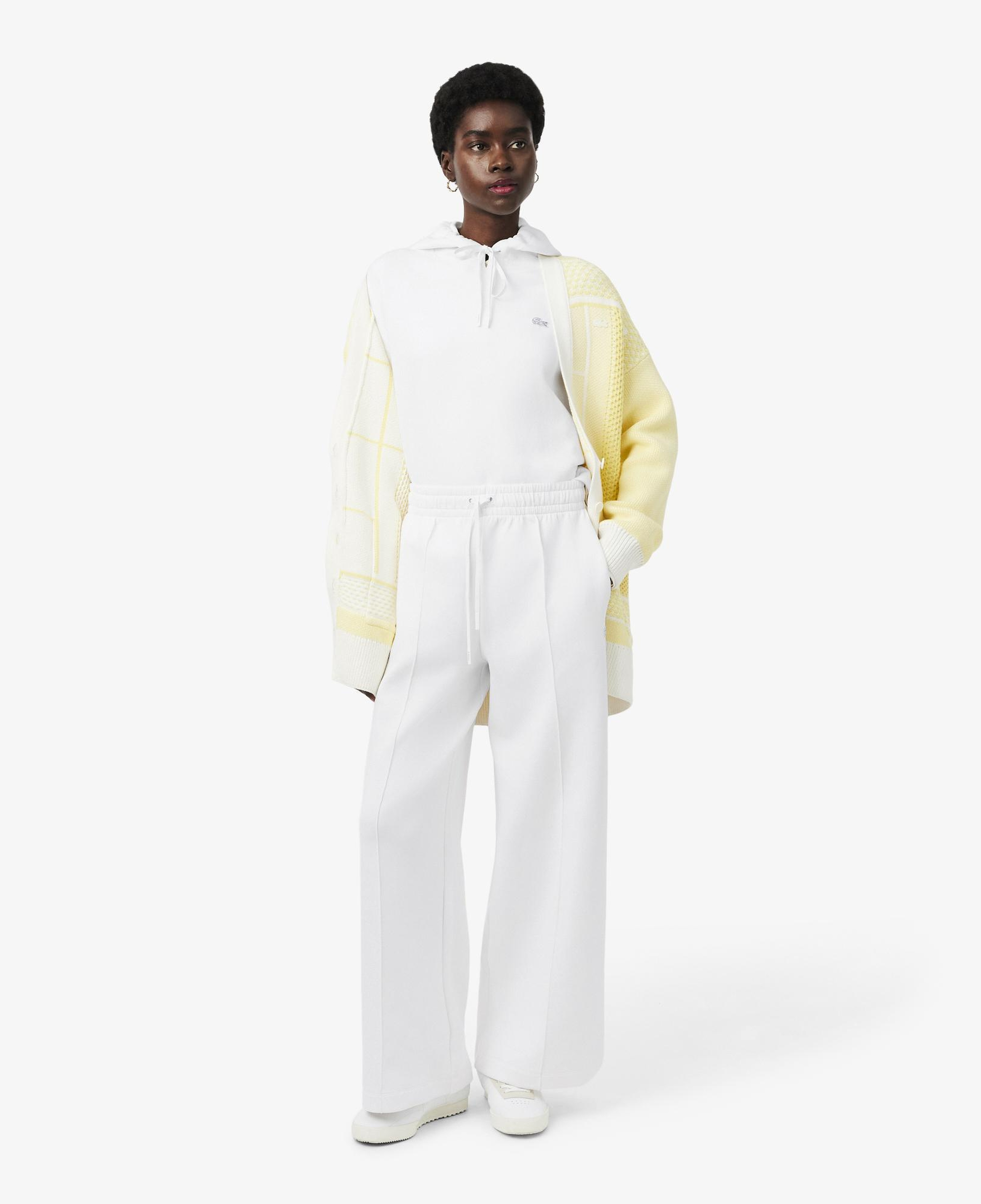 Lacoste Kadın Oversize Fit Kapüşonlu Beyaz Sweatshirt