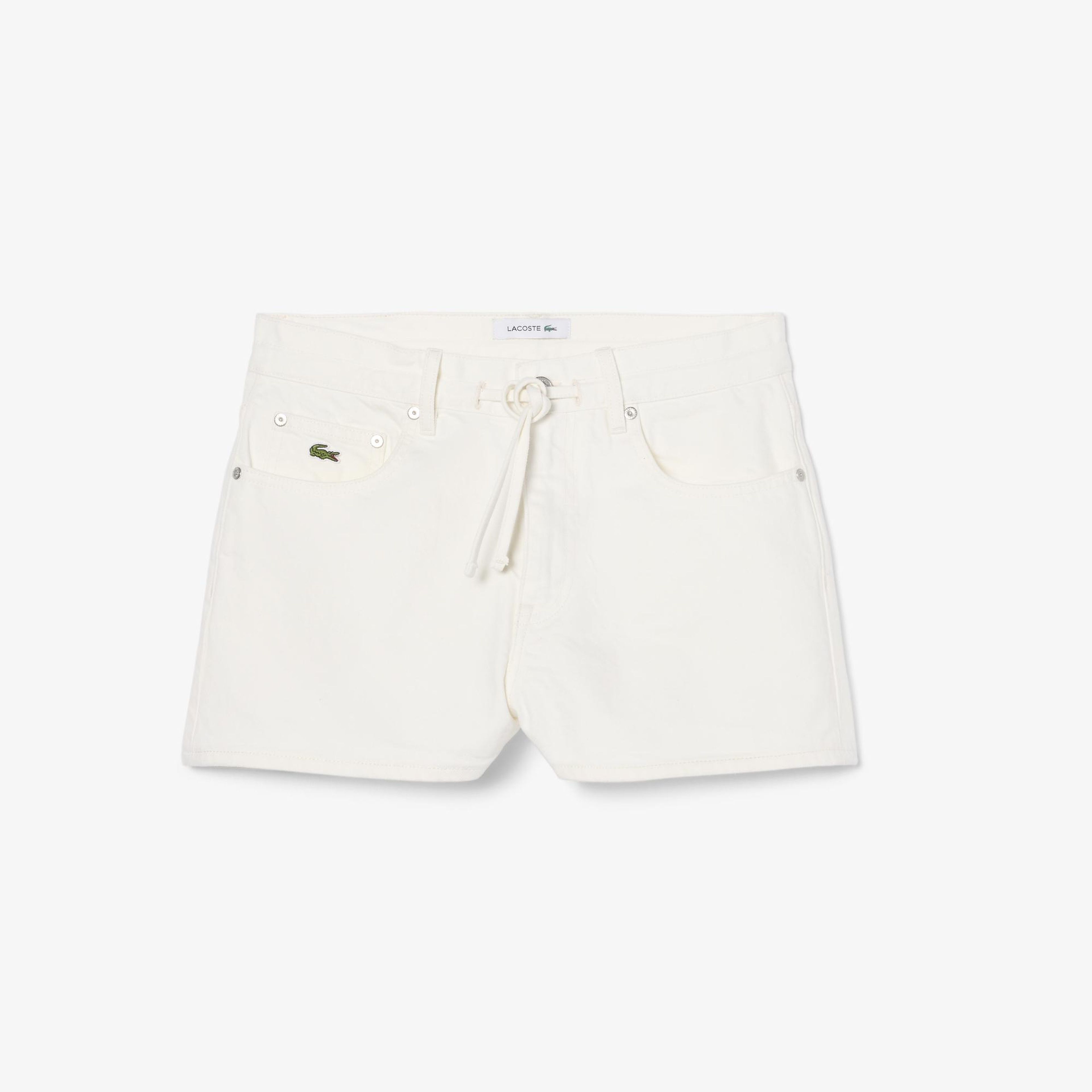 Lacoste Kadın Wide Leg Denim Beyaz Şort