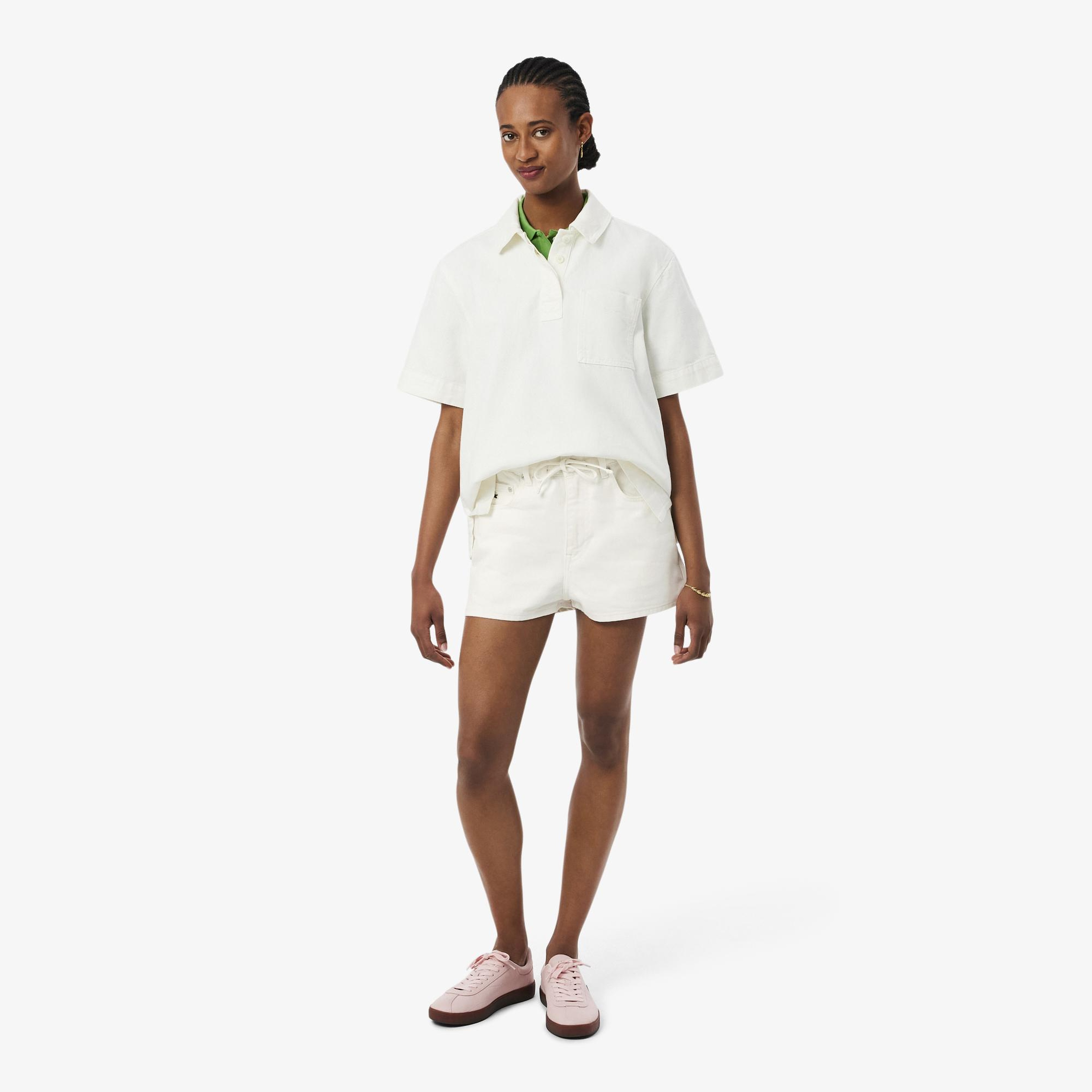 Lacoste Kadın Wide Leg Denim Beyaz Şort