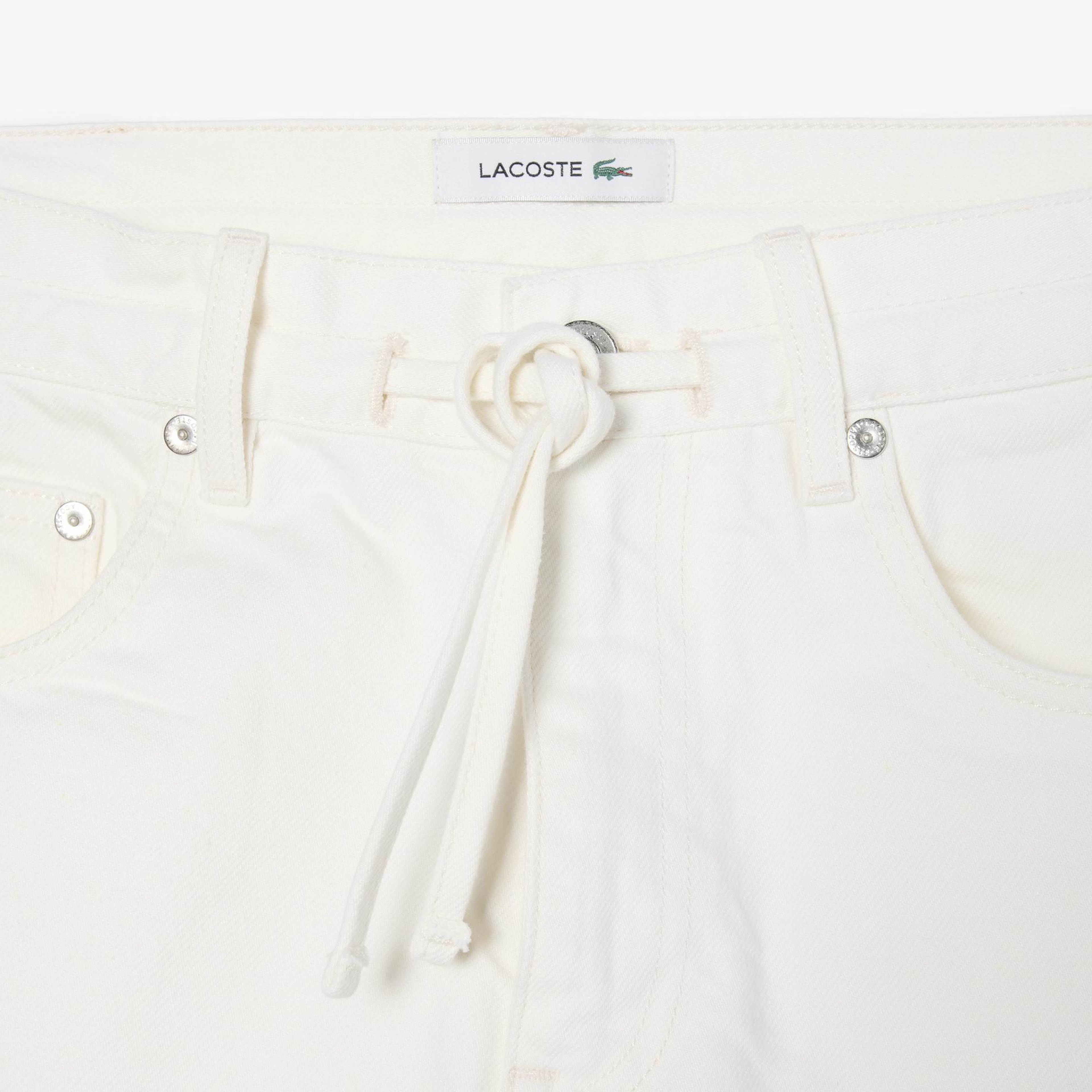 Lacoste Kadın Wide Leg Denim Beyaz Şort