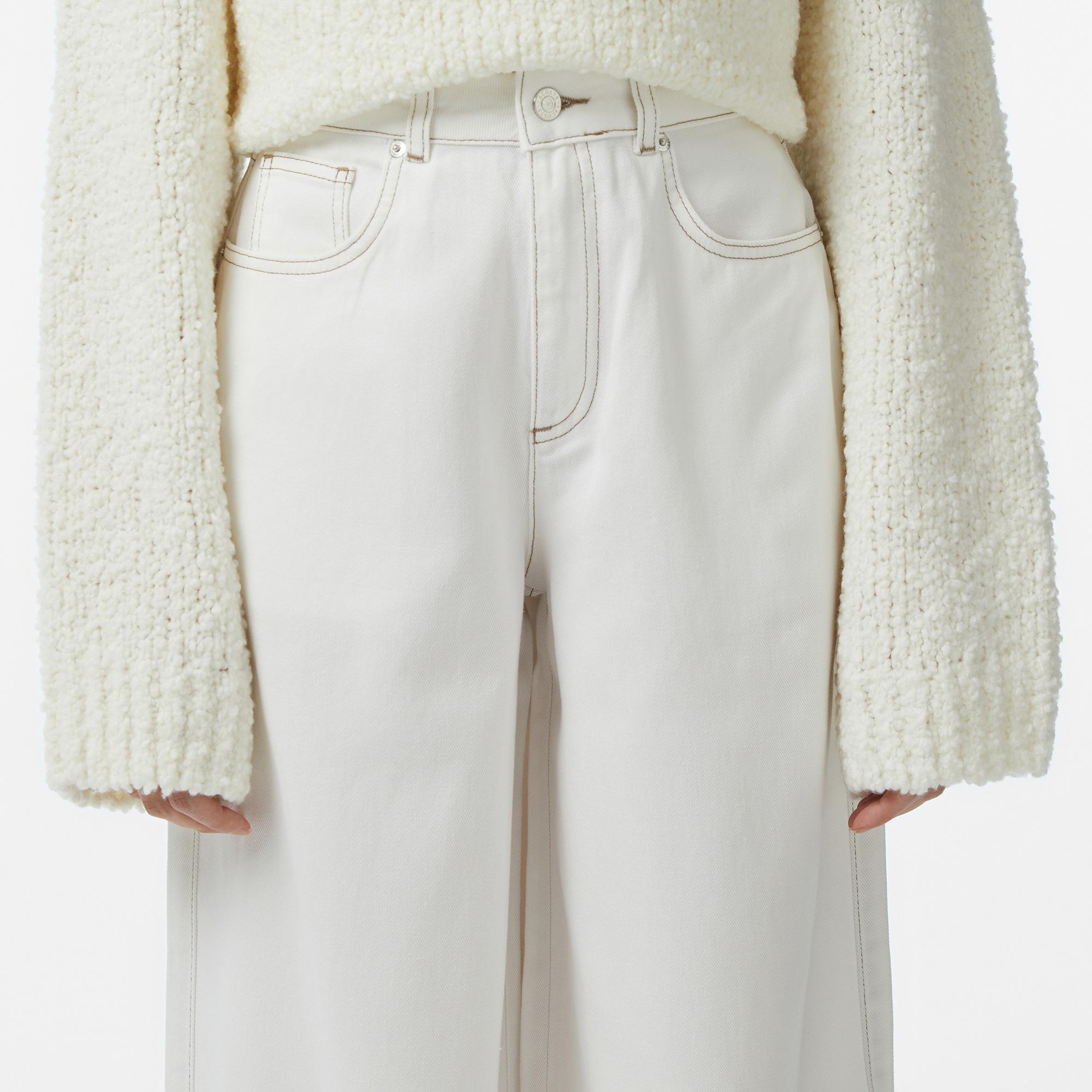 Lacoste Kadın Regular Fit Krem Jean Pantolon