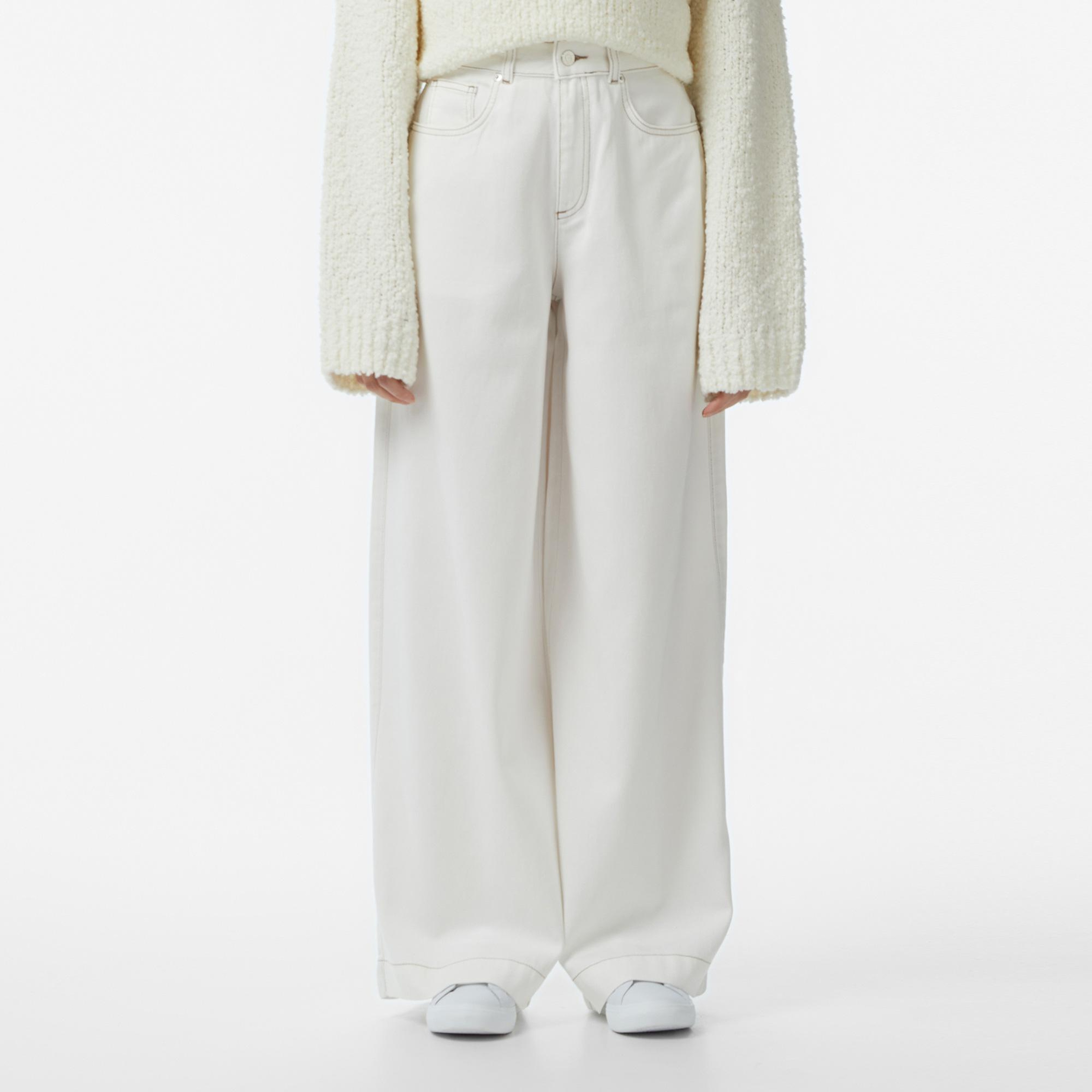 Lacoste Kadın Regular Fit Krem Jean Pantolon