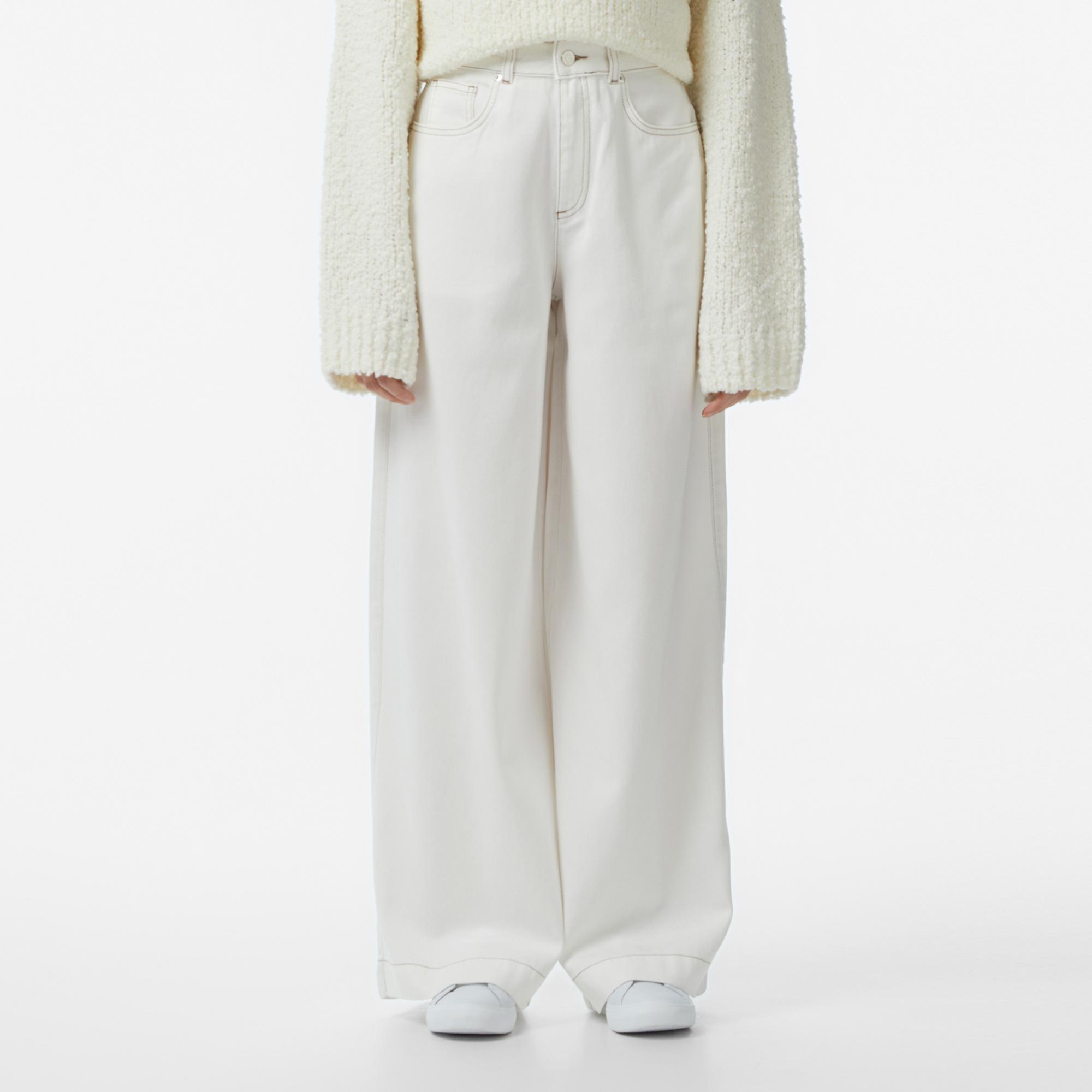 Lacoste Kadın Regular Fit Krem Jean Pantolon