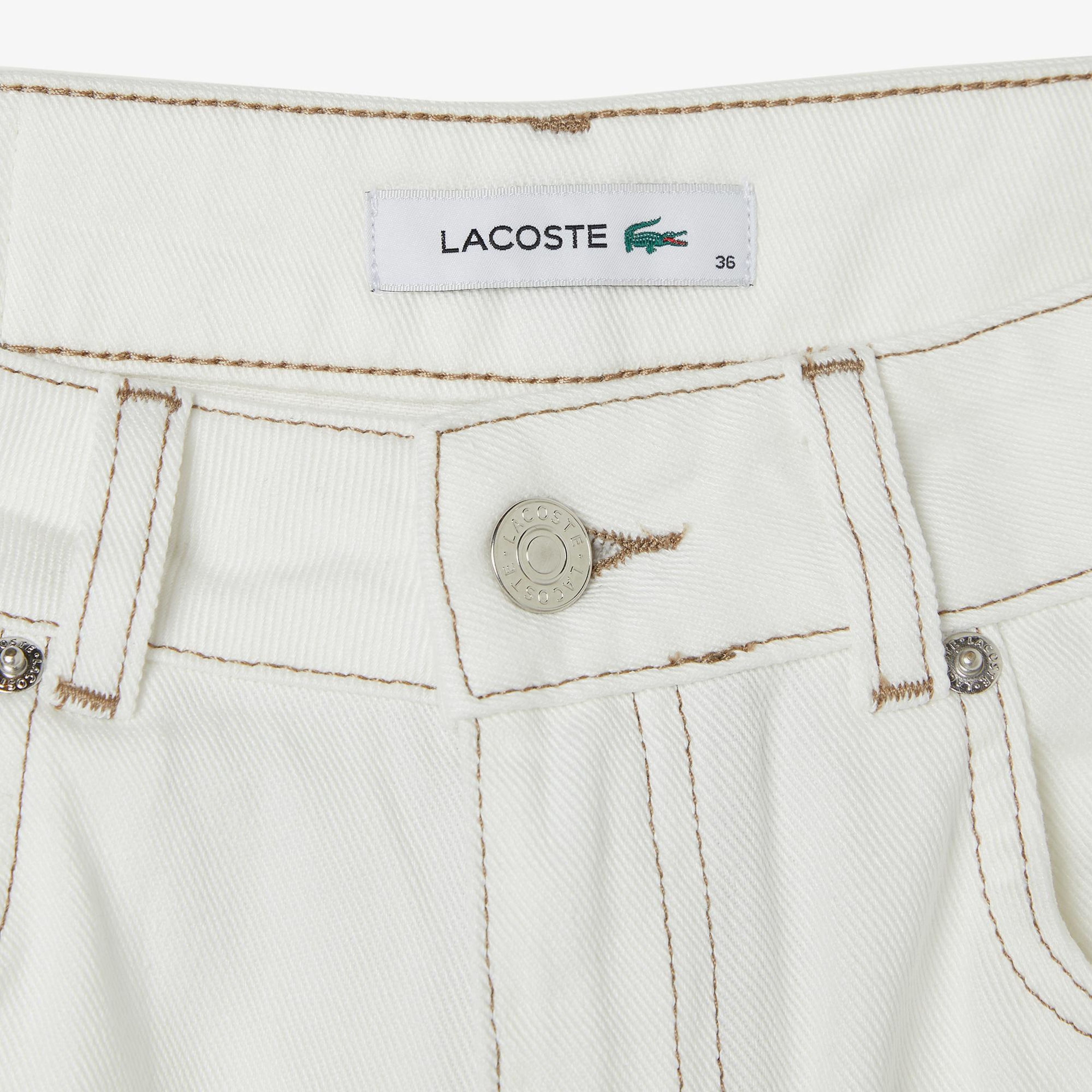 Lacoste Kadın Regular Fit Krem Jean Pantolon