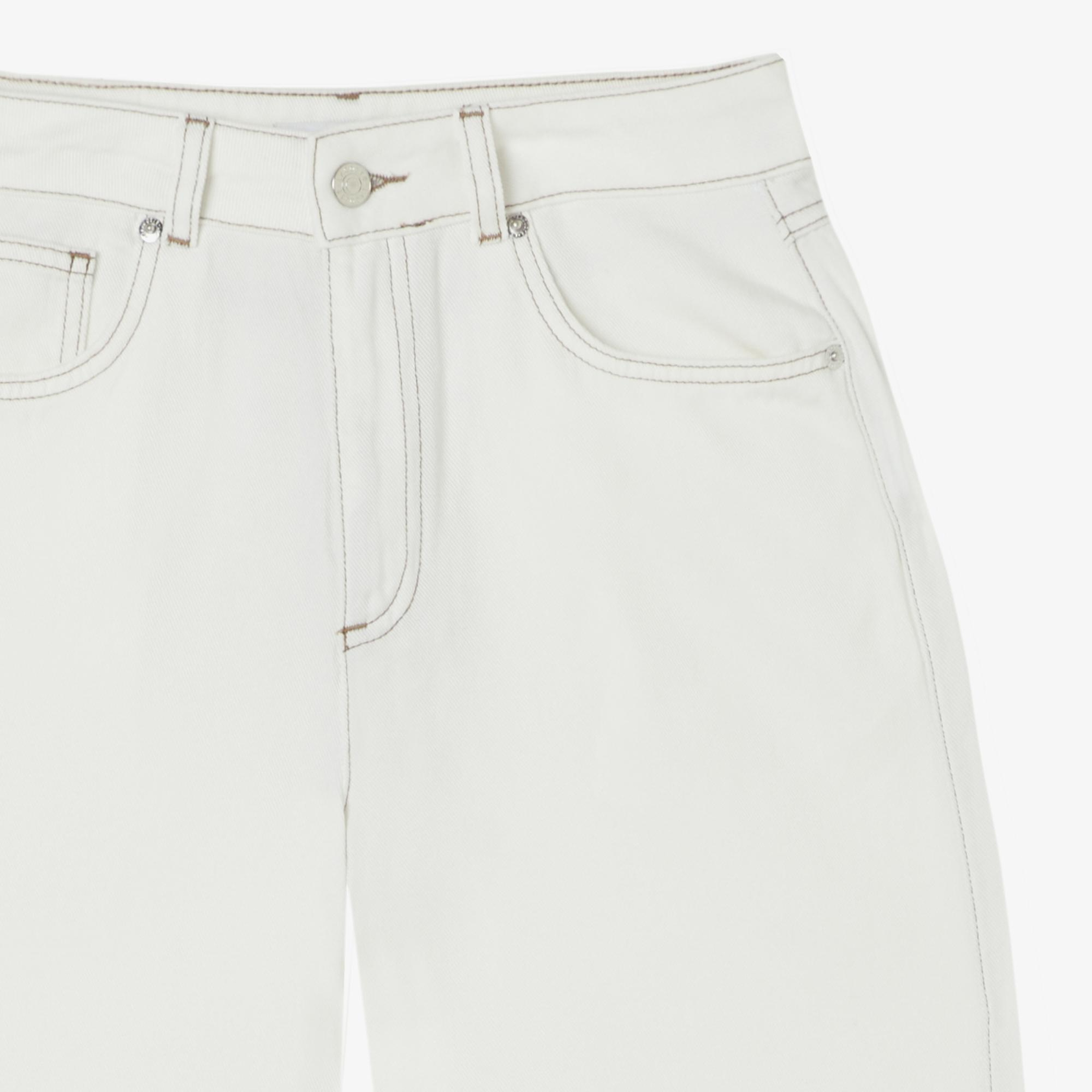 Lacoste Kadın Regular Fit Krem Jean Pantolon