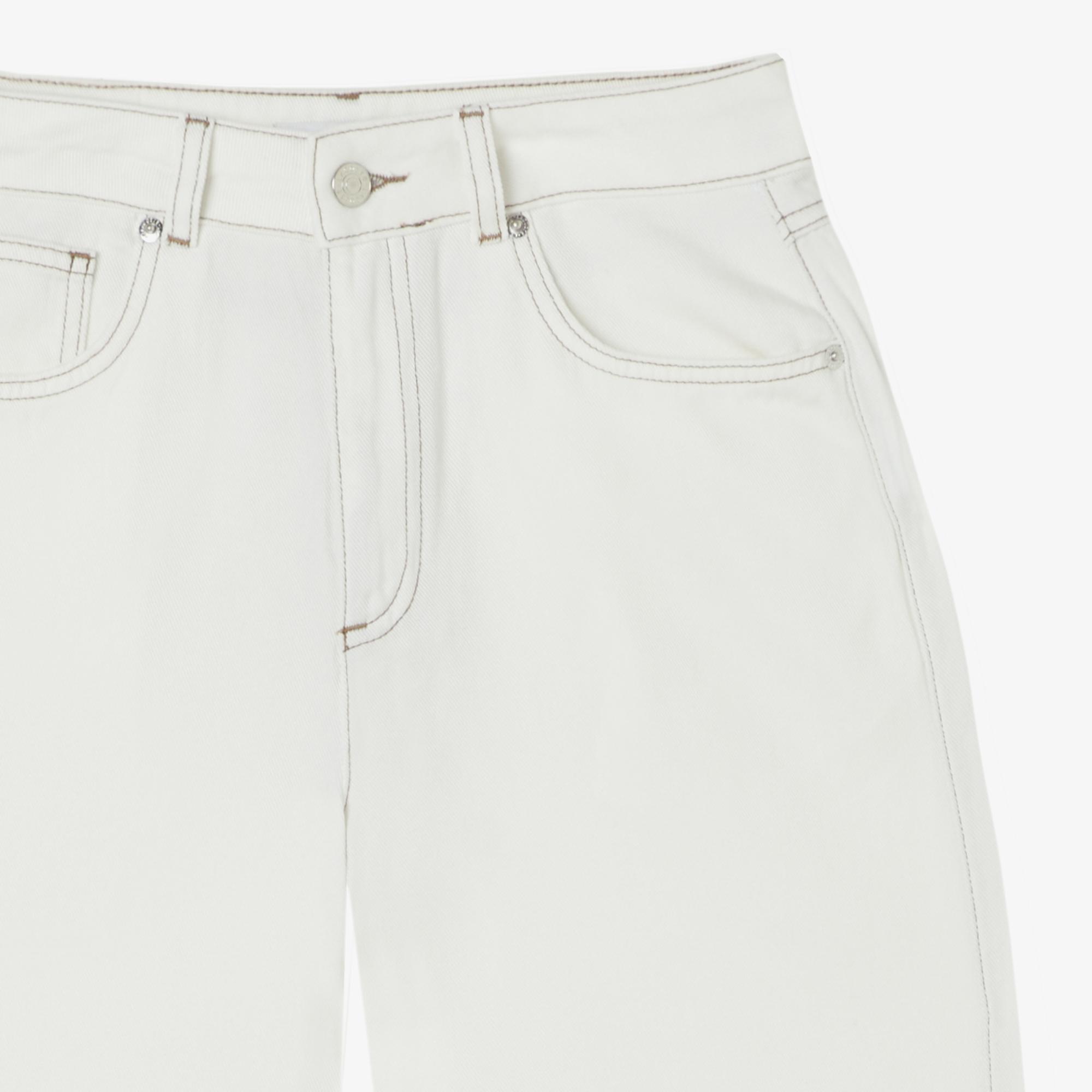 Lacoste Kadın Regular Fit Krem Jean Pantolon