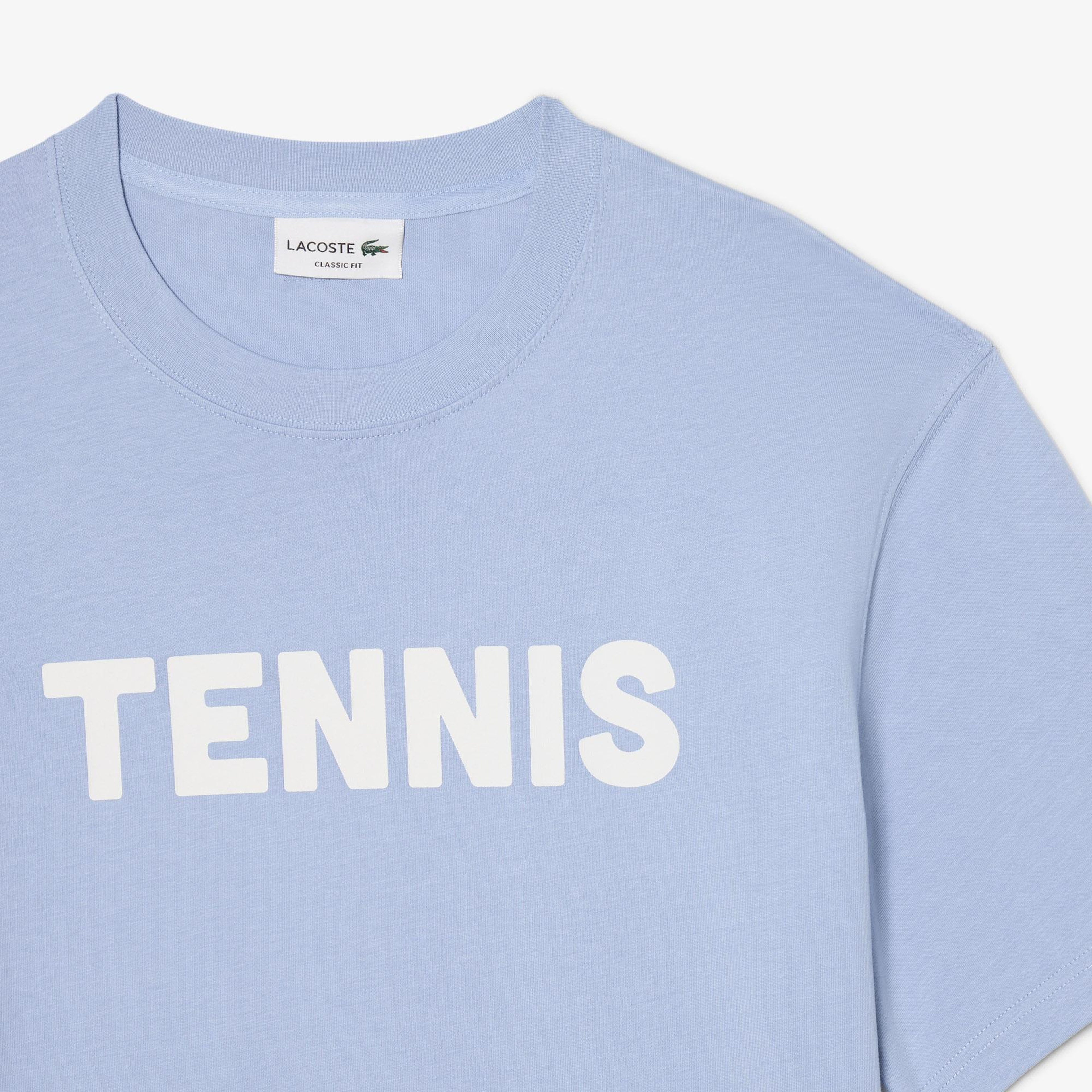 Lacoste Erkek Classic Fit Bisiklet Yaka Baskılı Mavi T-Shirt