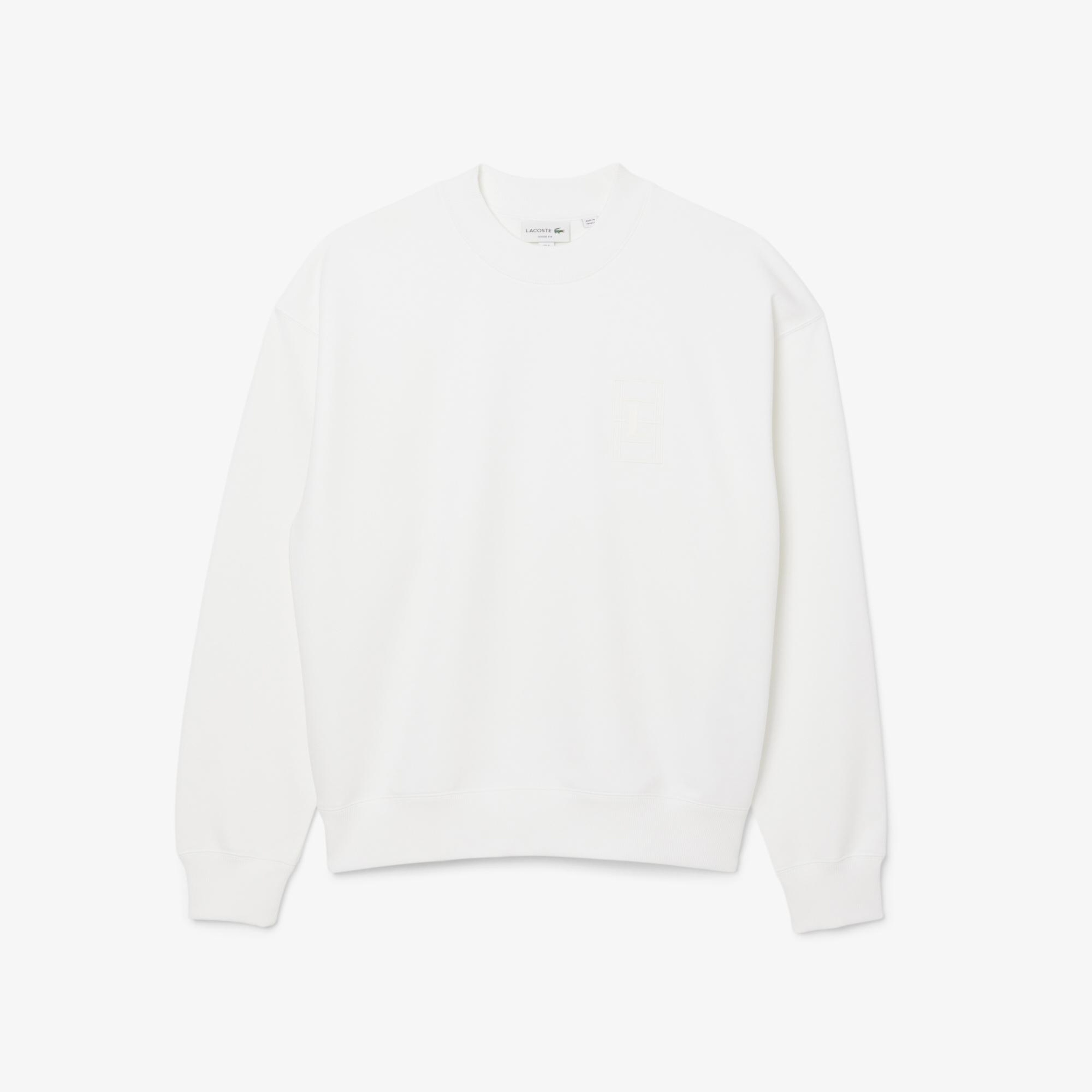 Lacoste Erkek Loose Fit Bisiklet Yaka Beyaz Sweatshirt