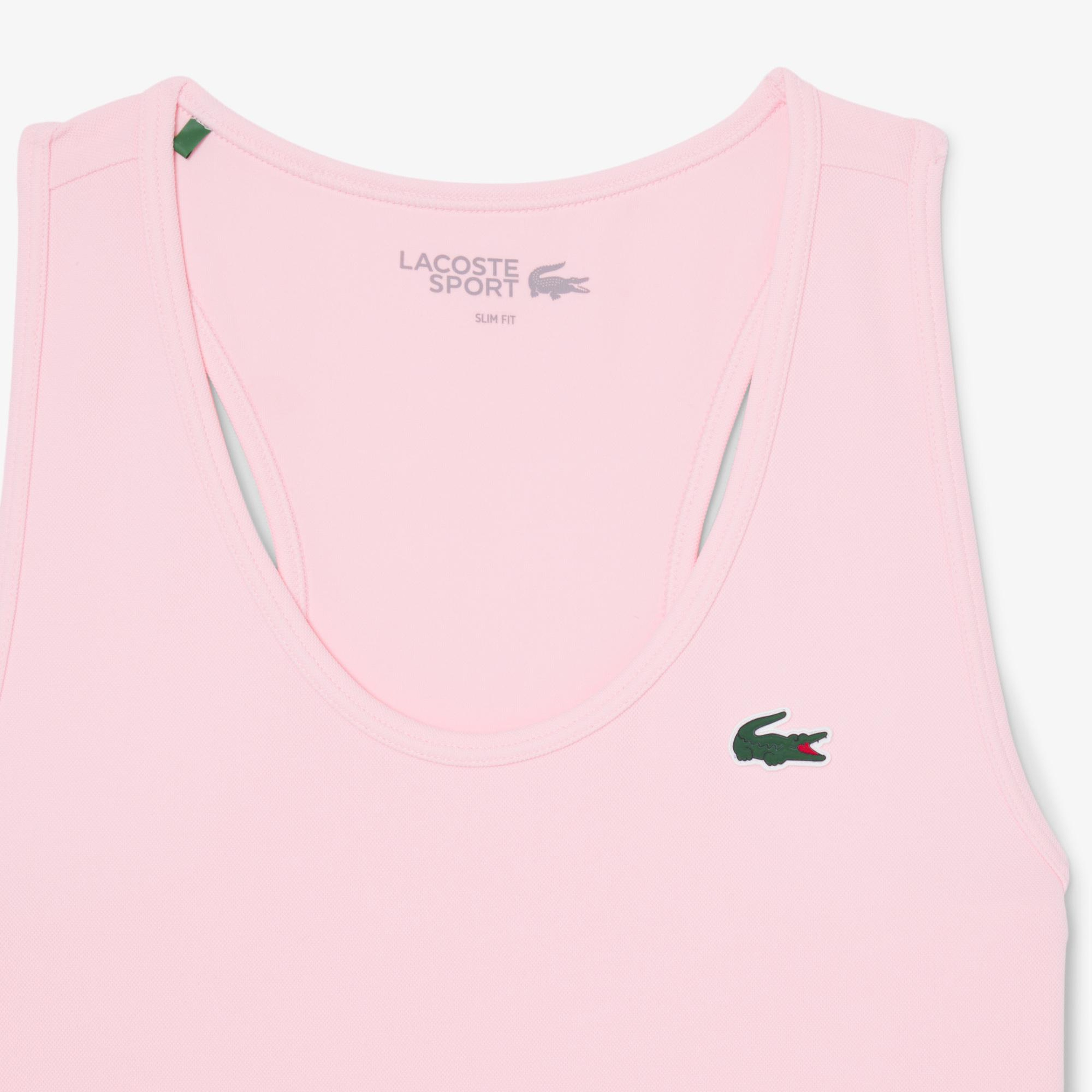 Lacoste Kadın Slim Fit Kolsuz Bisiklet Yaka Pembe T-Shirt