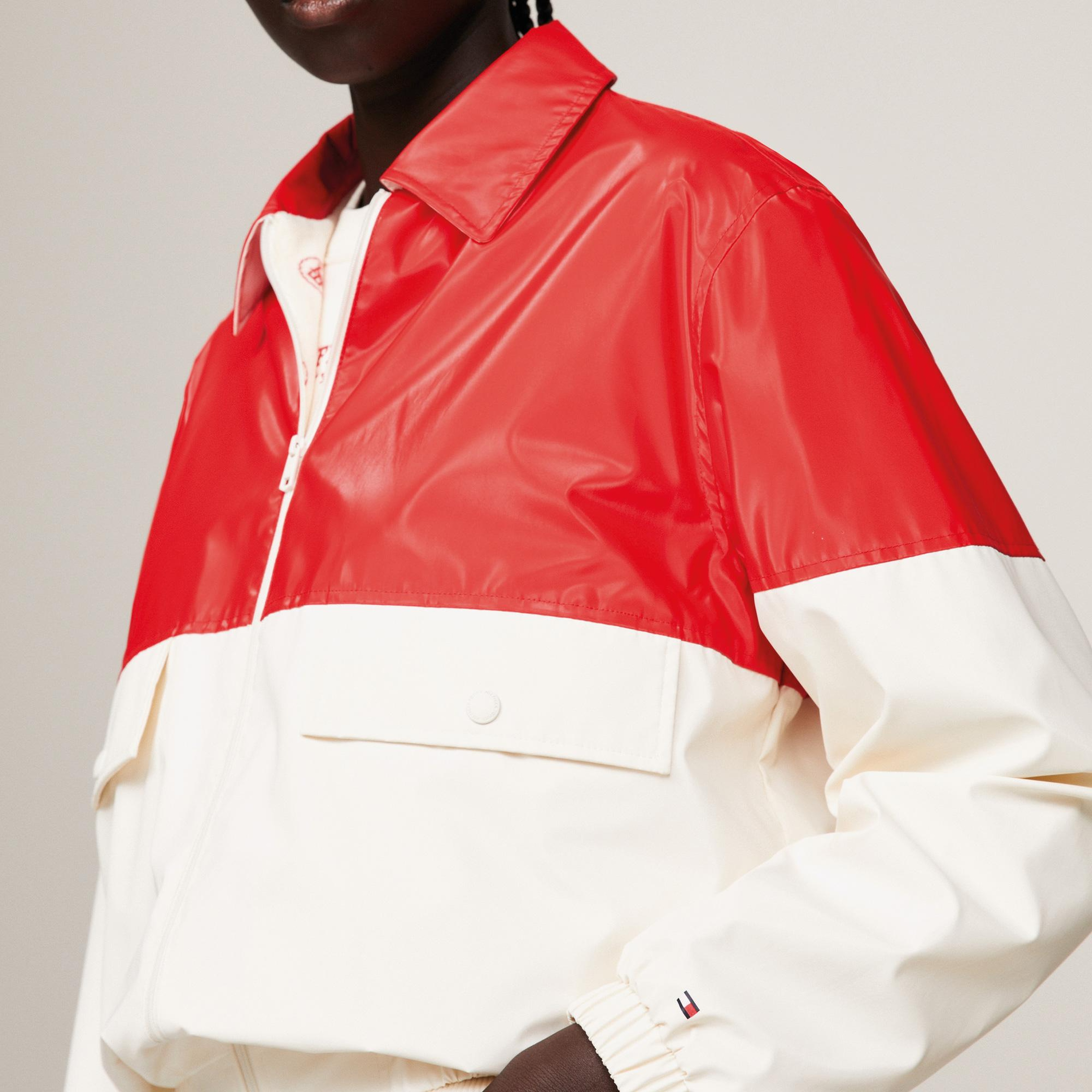 Tommy Hilfiger Blocked Terry Lined Kadın Beyaz Ceket