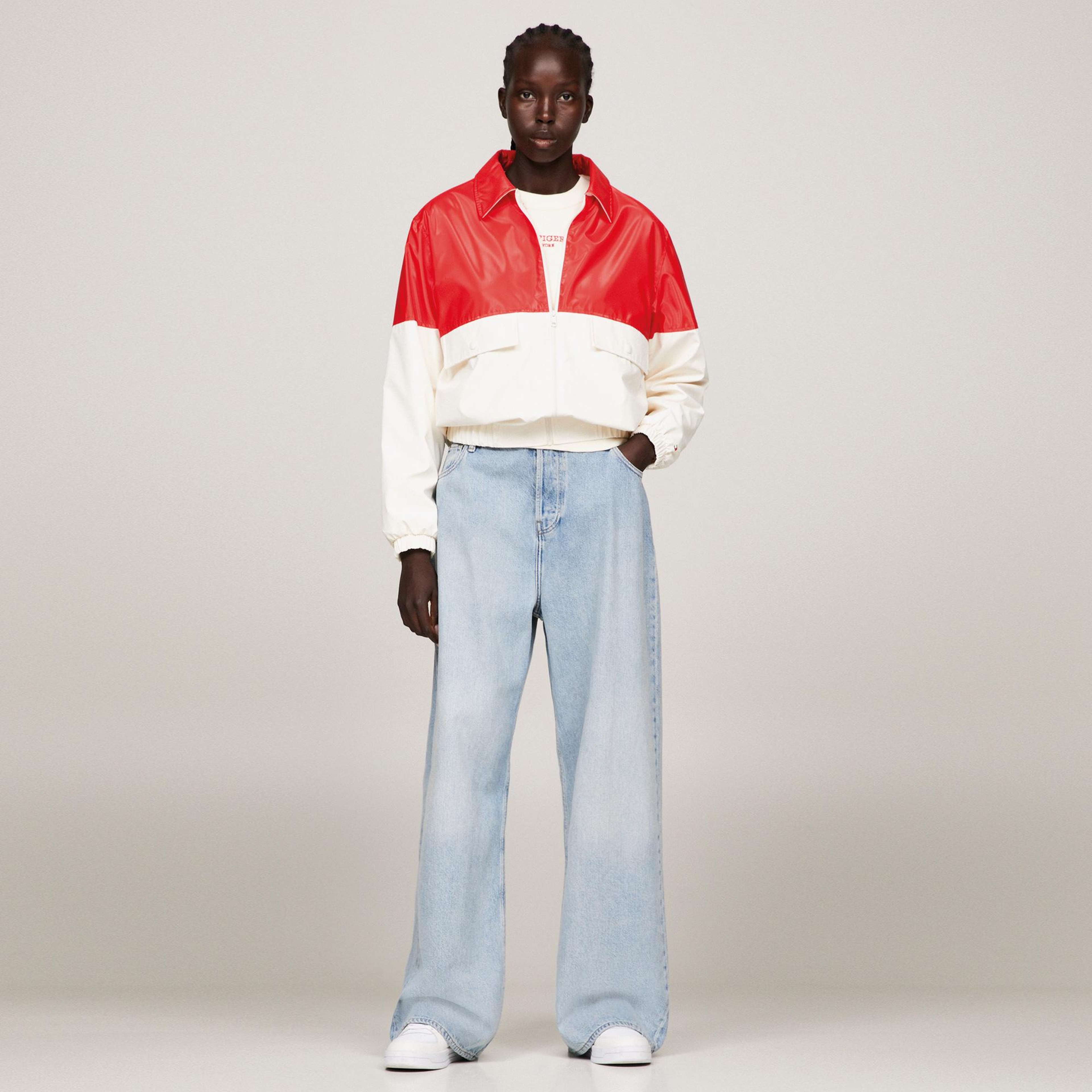 Tommy Hilfiger Blocked Terry Lined Kadın Beyaz Ceket