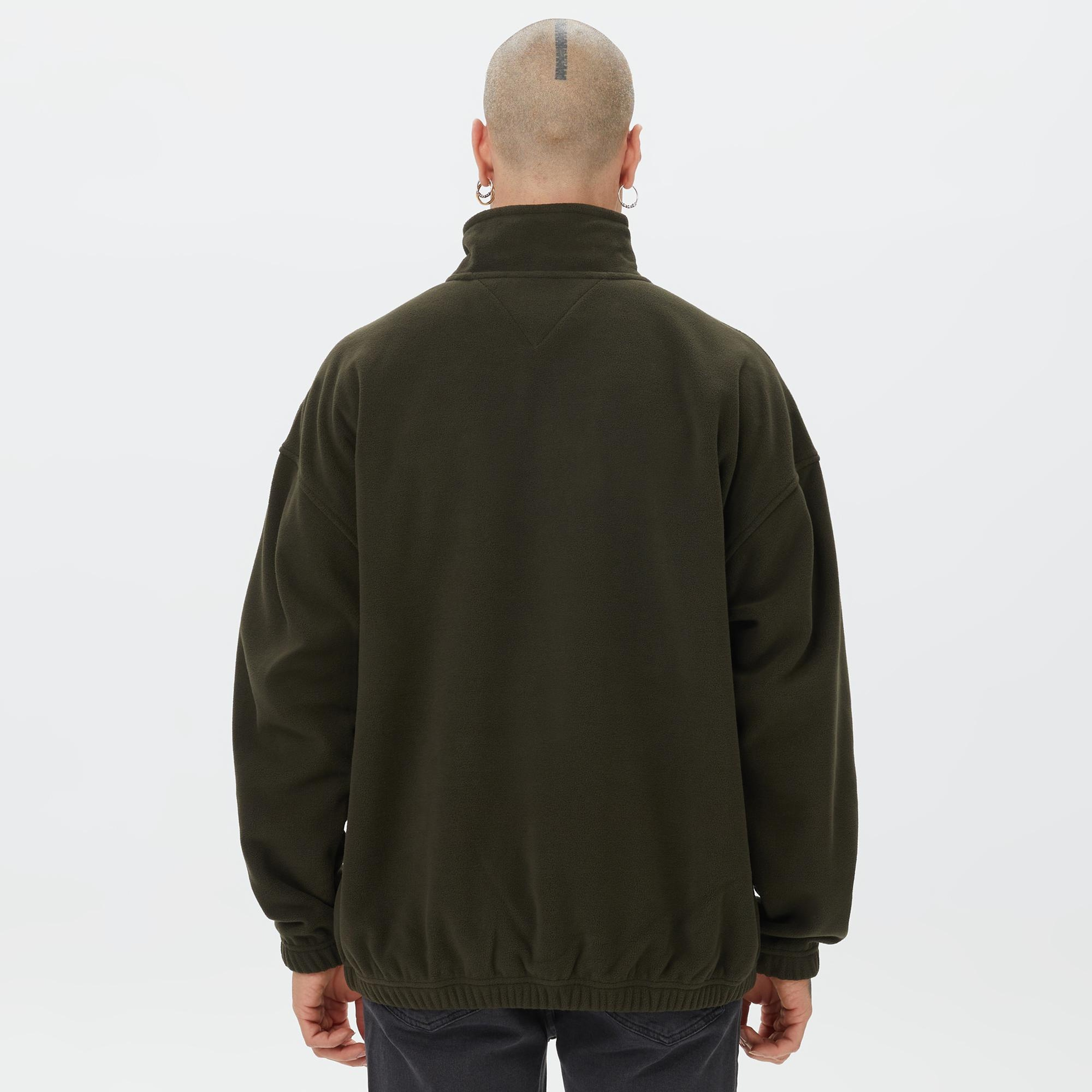 Tommy Jeans Oversize Fabric Mix /2 Zip Polar Erkek Kahverengi Sweatshirt
