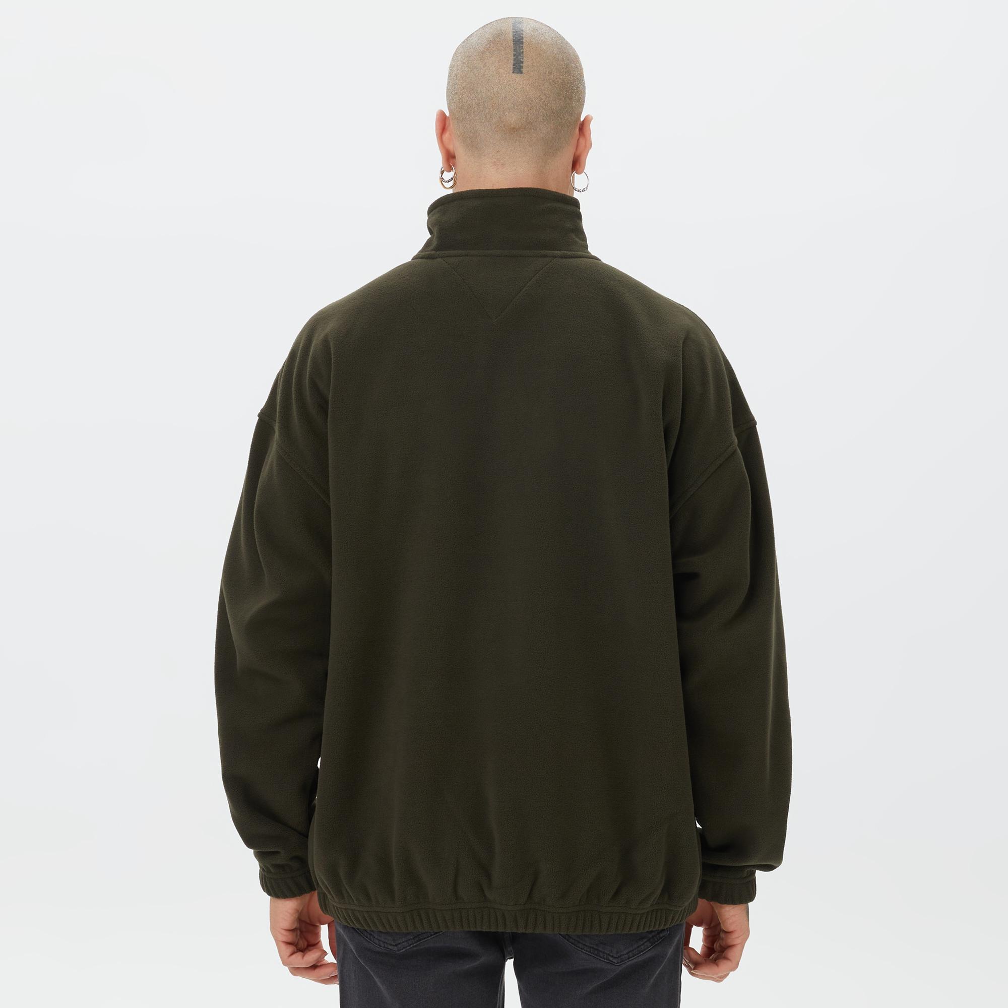 Tommy Jeans Oversize Fabric Mix /2 Zip Polar Erkek Kahverengi Sweatshirt