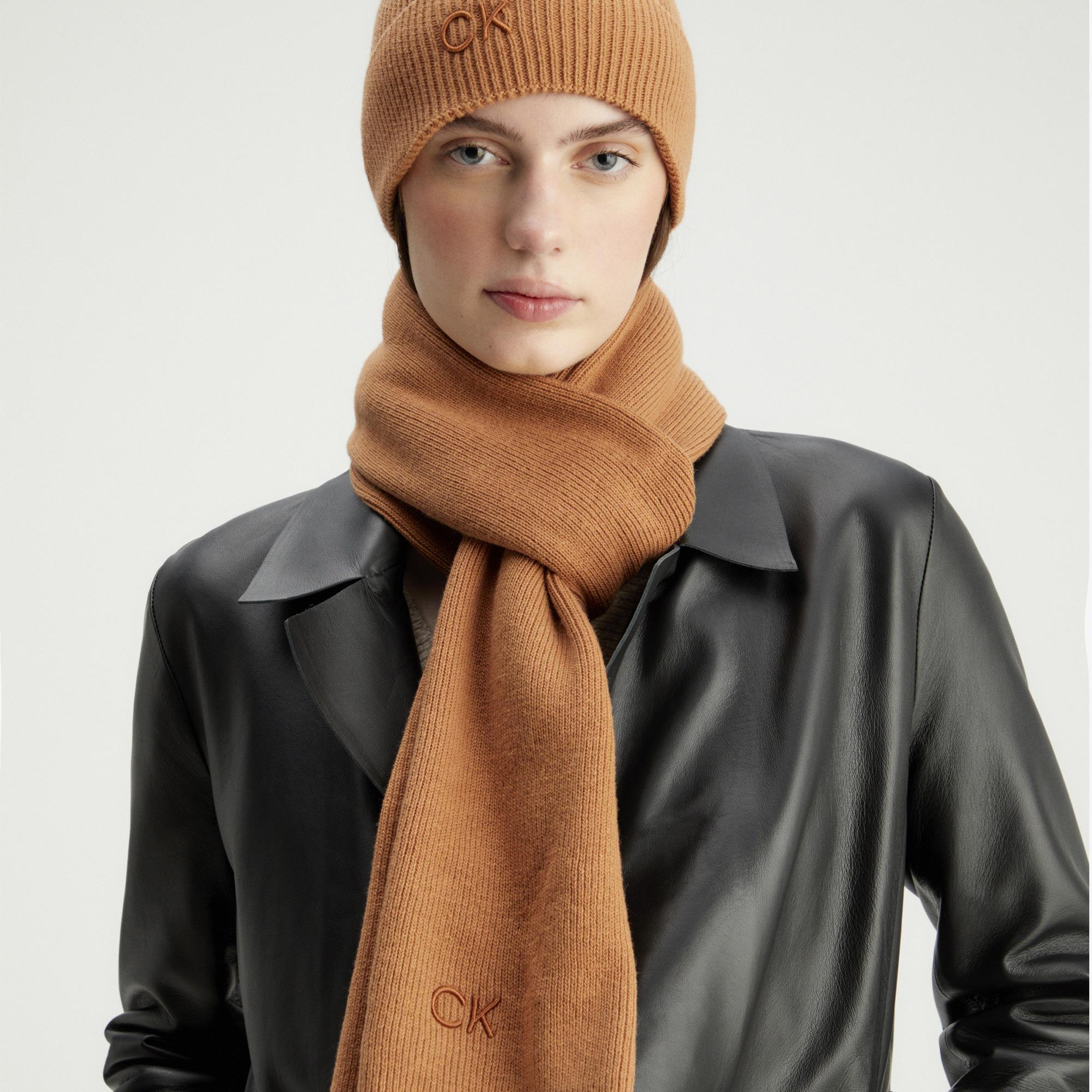 Calvin Klein Emroidery Fine Kadın Kahverengi Atkı