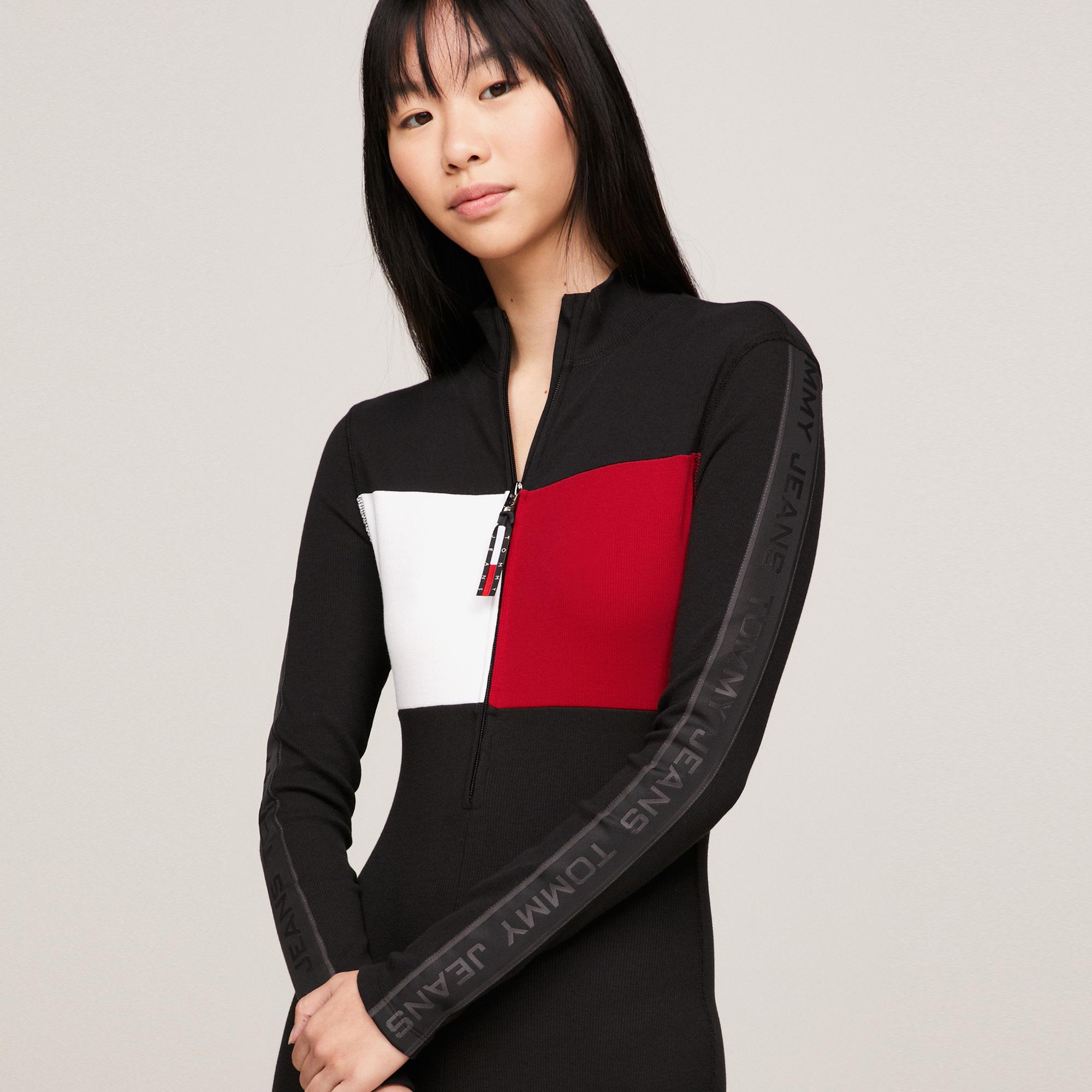 Tommy Jeans Remastered Rib Unitard Kadın Siyah Tulum
