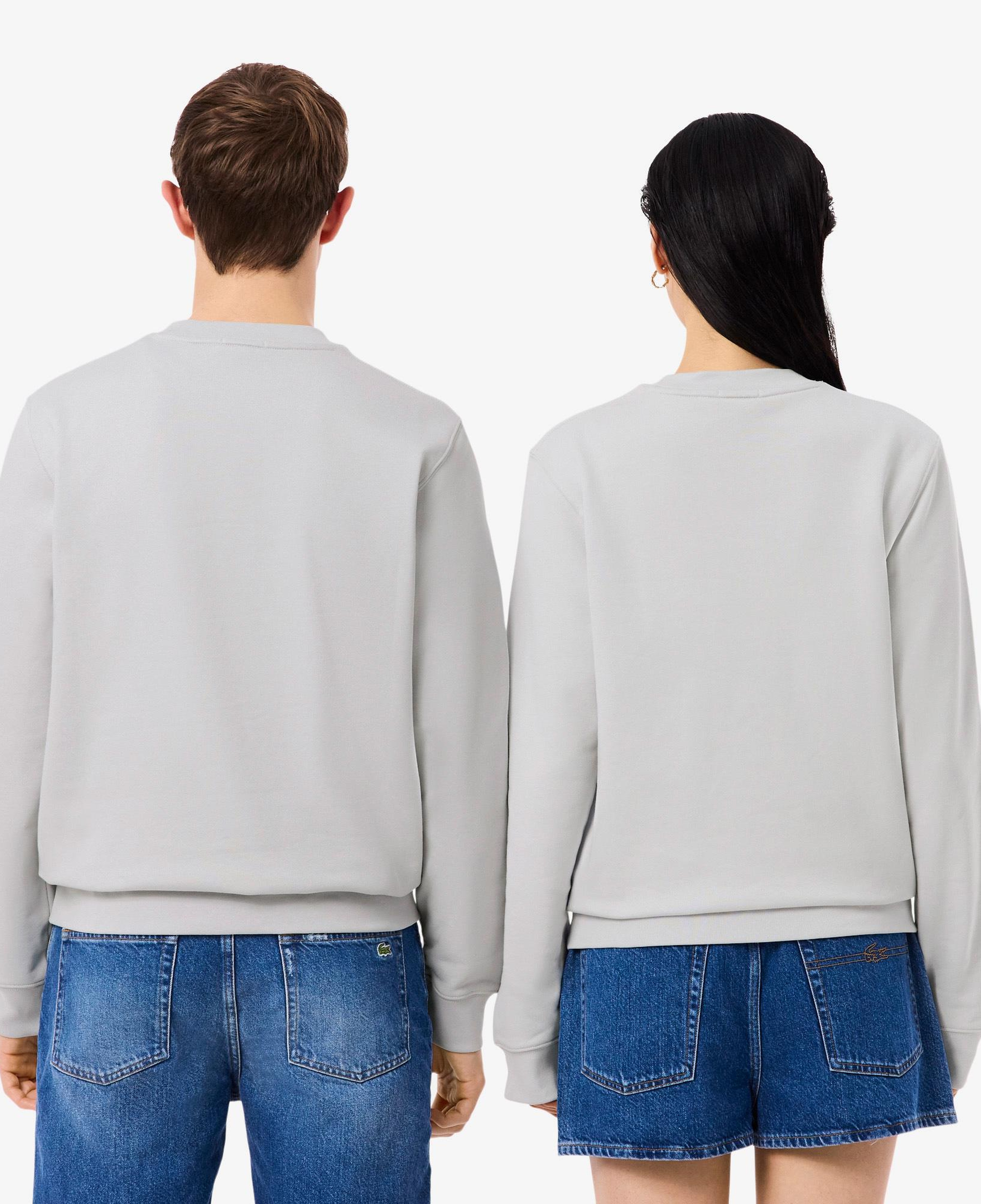 Lacoste Unisex Classic Fit Bisiklet Yaka Baskılı Gri Sweatshirt