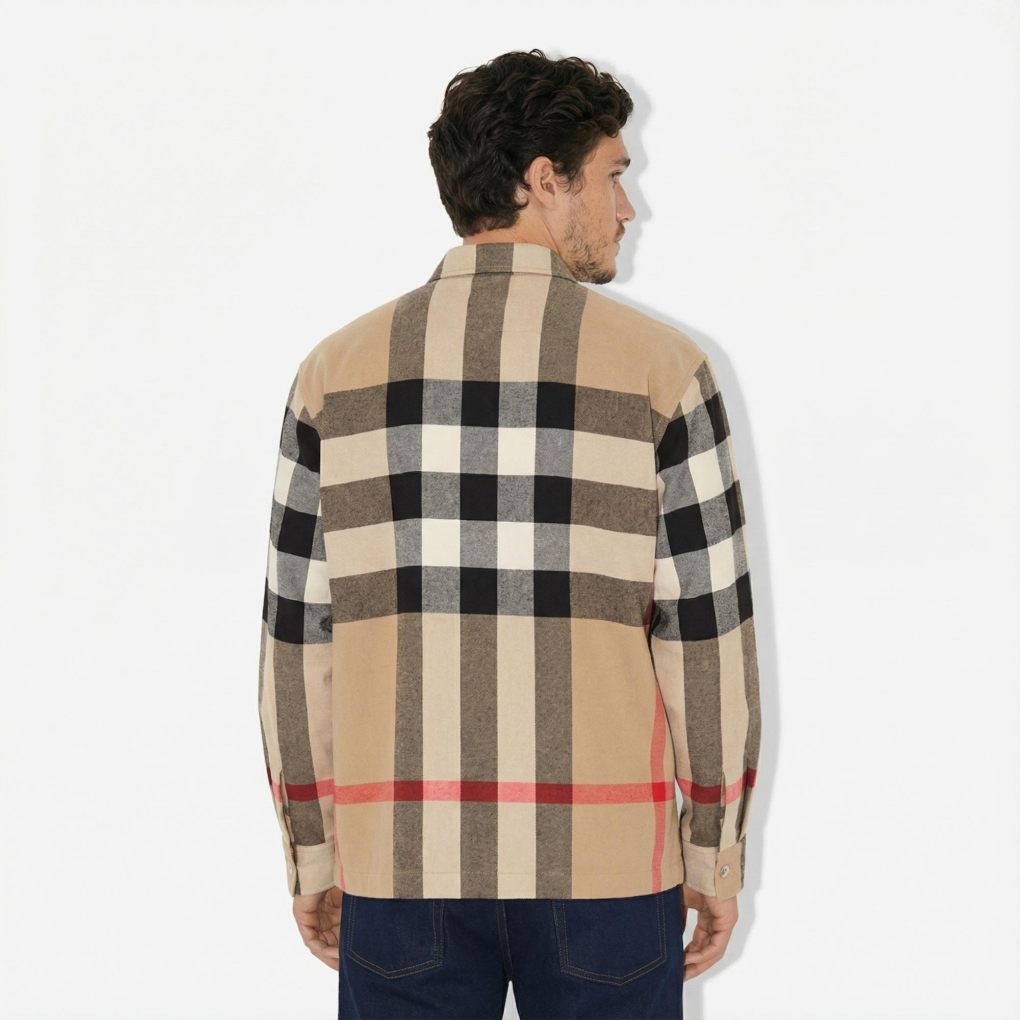 Burberry Hague Wool Cotton Erkek Bej Gömlek