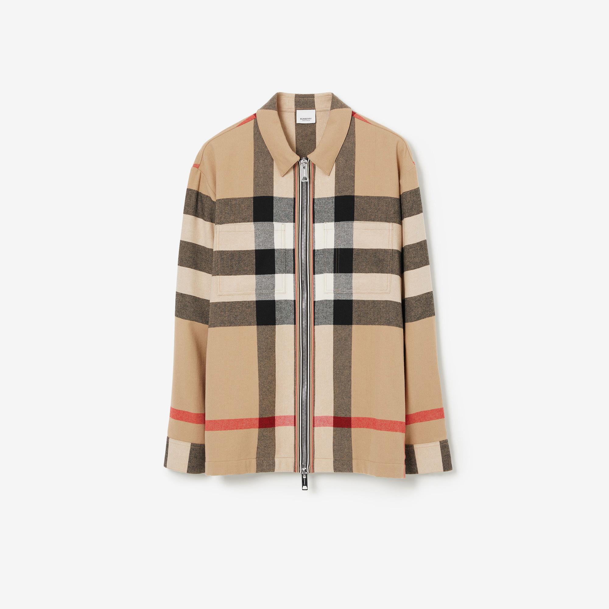 Burberry Hague Wool Cotton Erkek Bej Gömlek