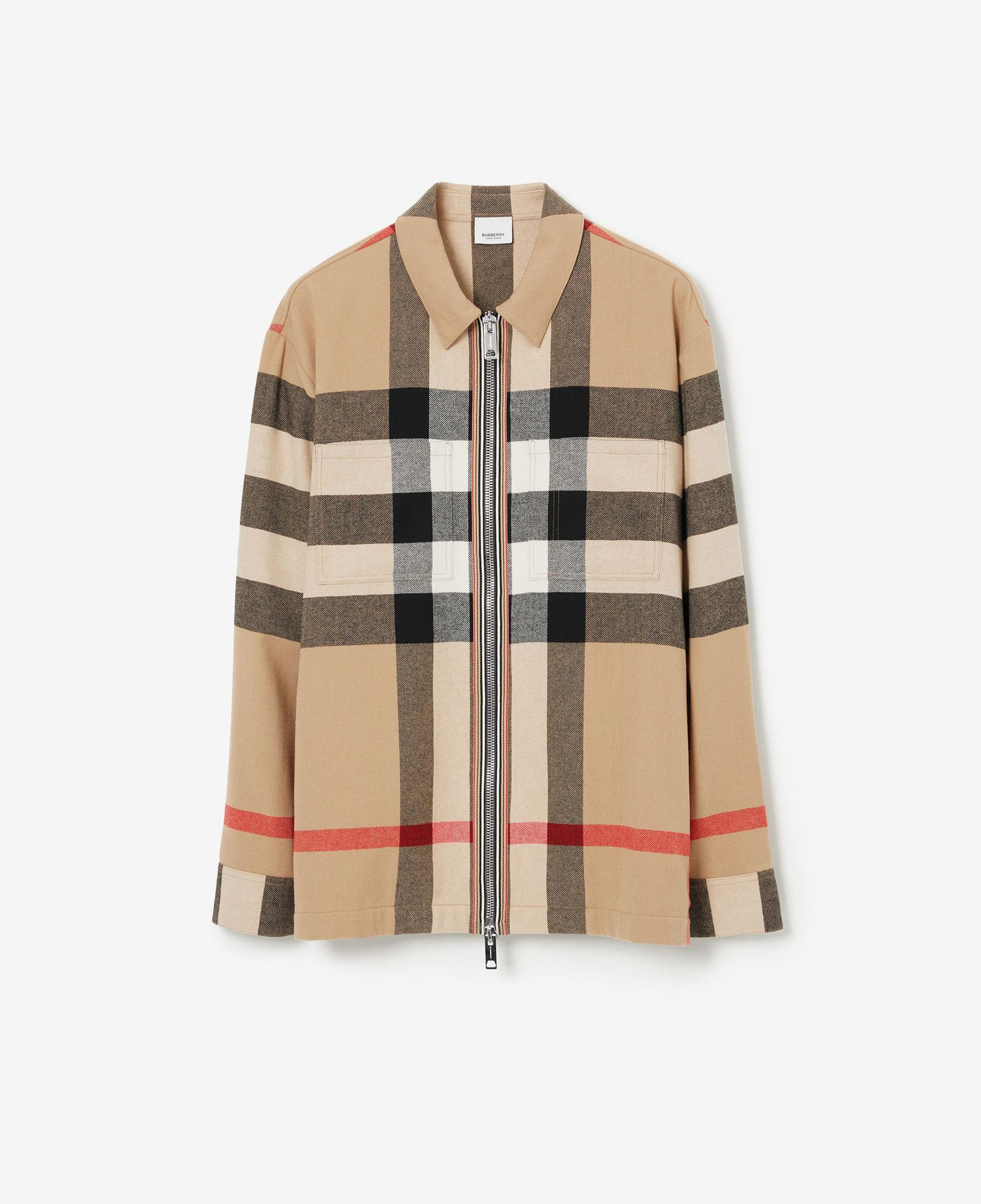 Burberry Hague Wool Cotton Erkek Bej Gömlek