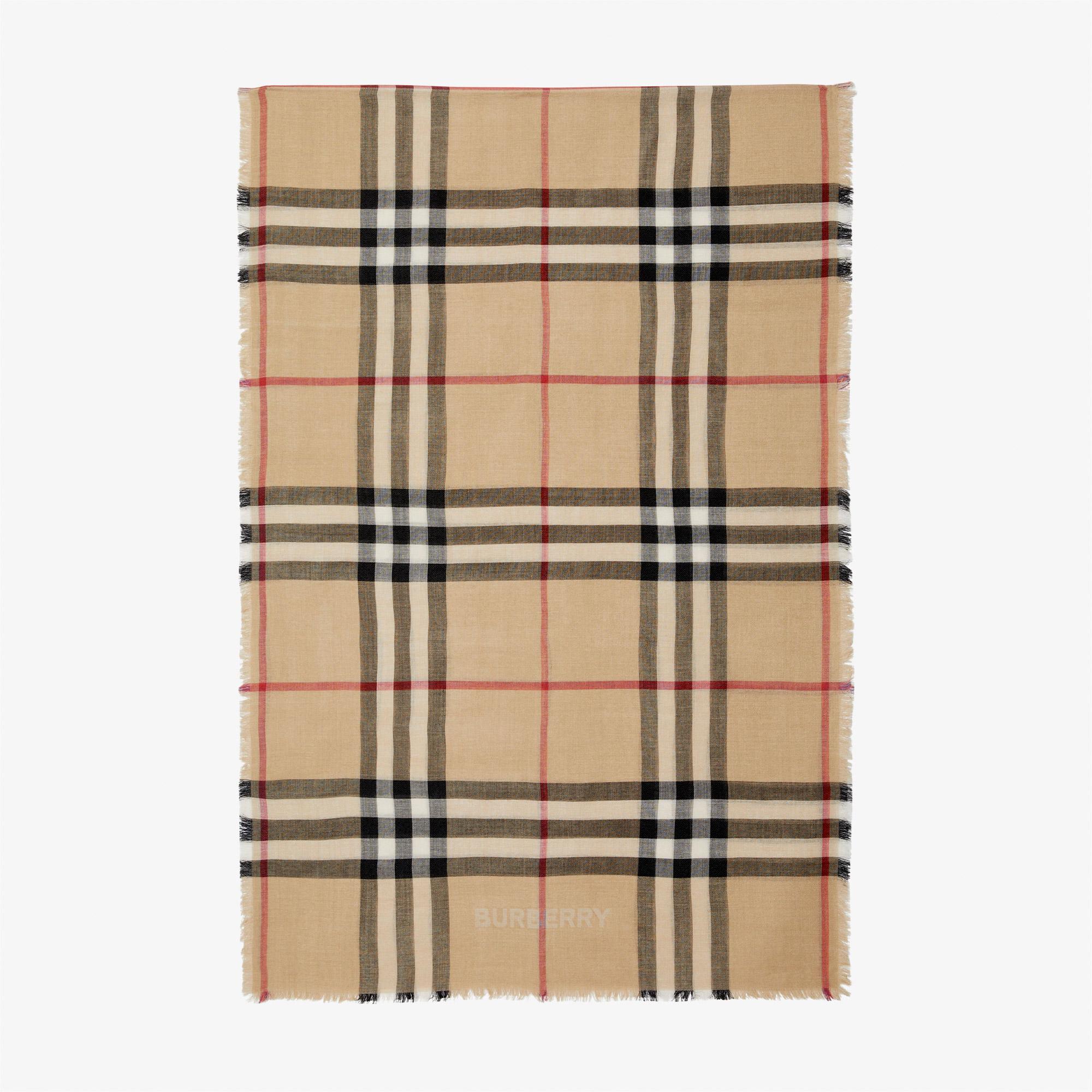 Burberry Gauz Reversible Wool Silk Kadın Bej Atkı
