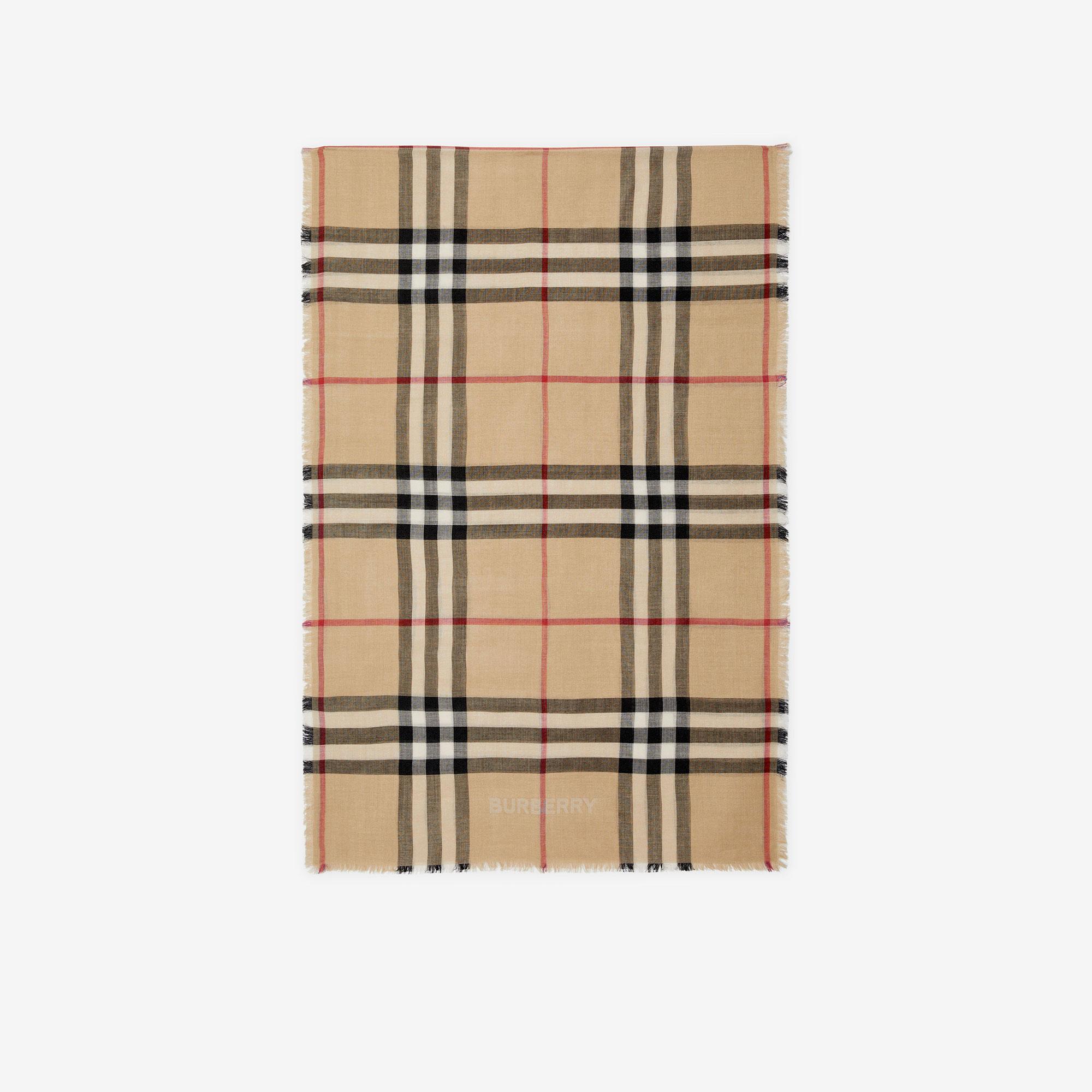 Burberry Gauz Reversible Wool Silk Kadın Bej Atkı