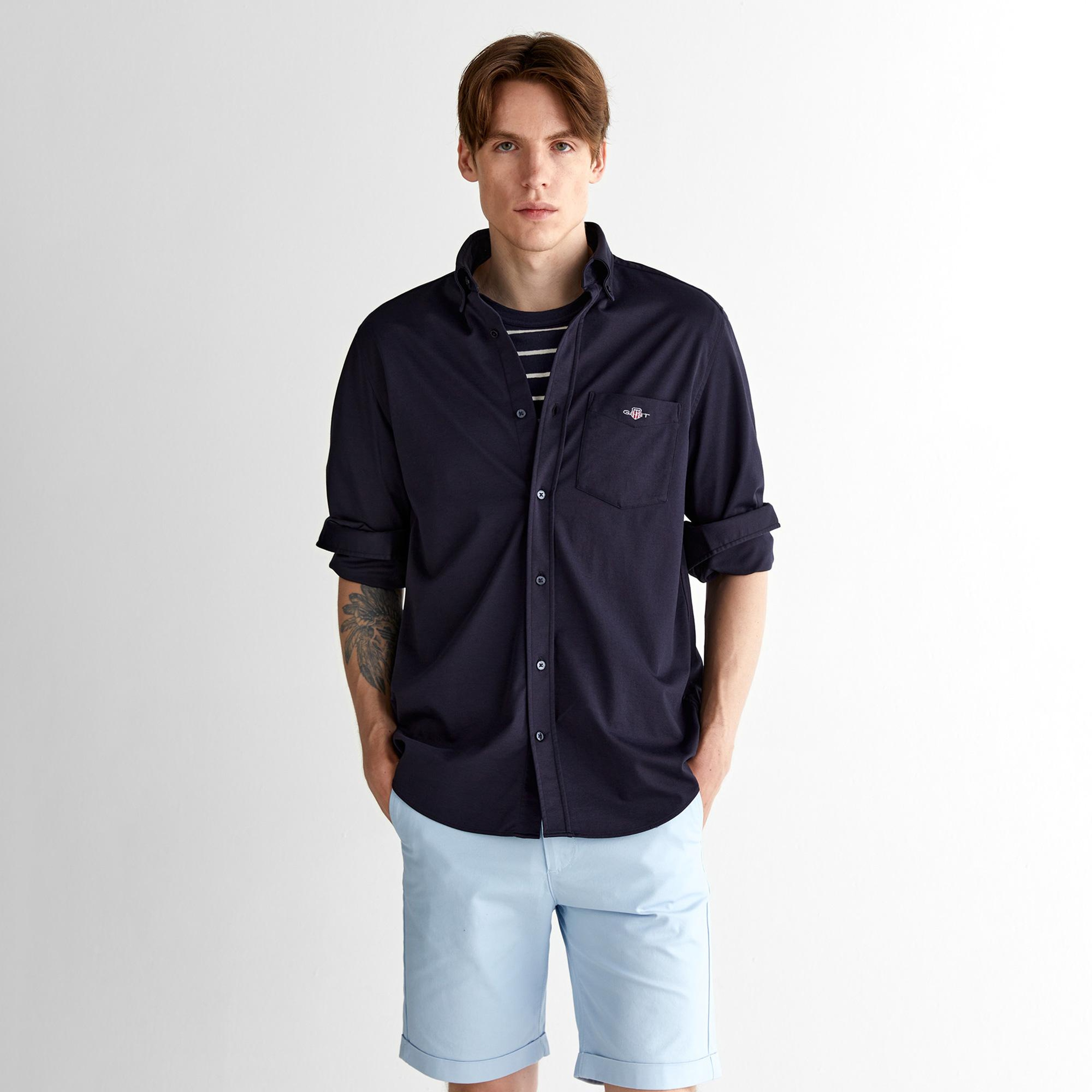 GANT Erkek Lacivert Regular Fit Düğmeli Yaka Gömlek