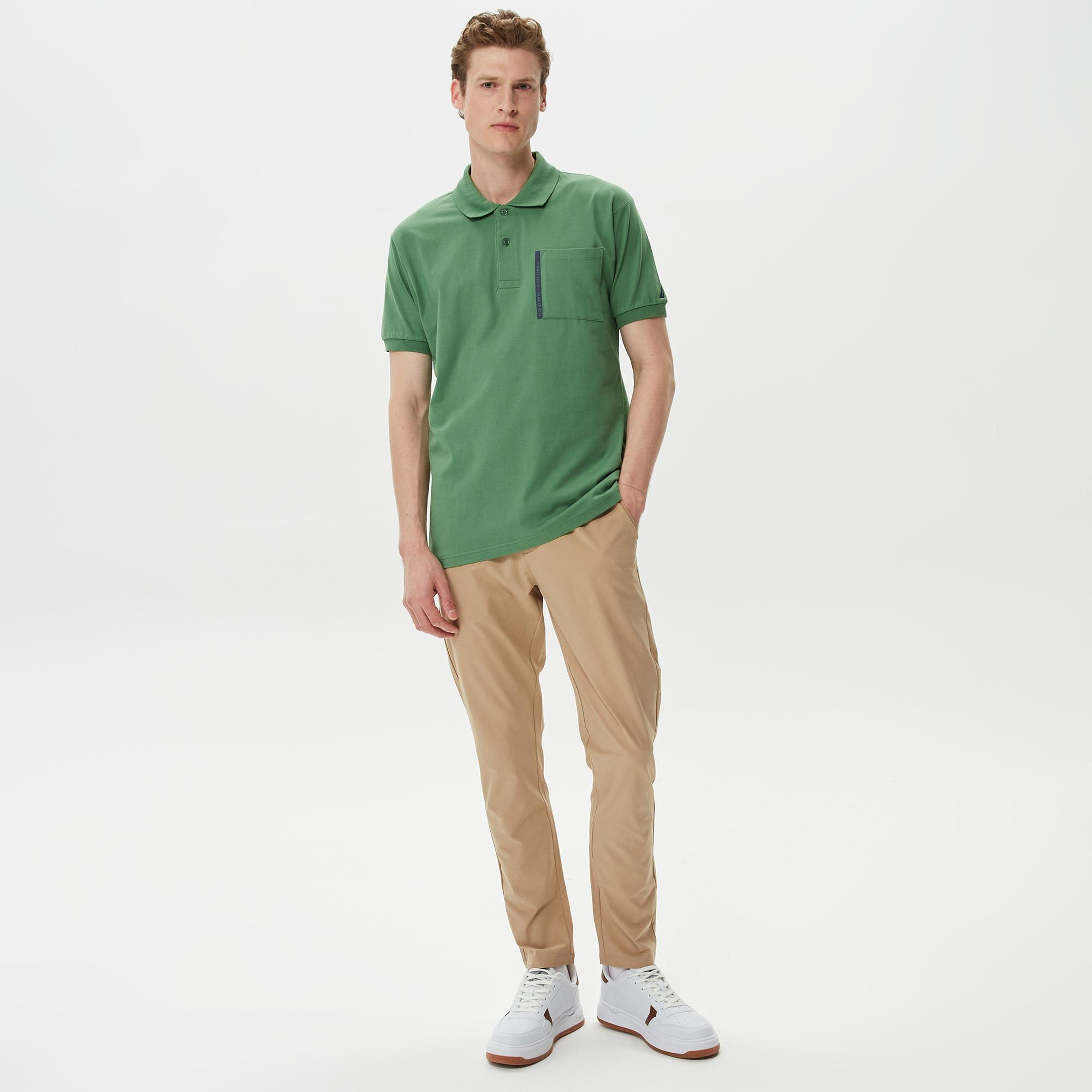 Nautica Erkek Yeşil Classic Fit Kısa Kollu Polo Yaka T-Shirt