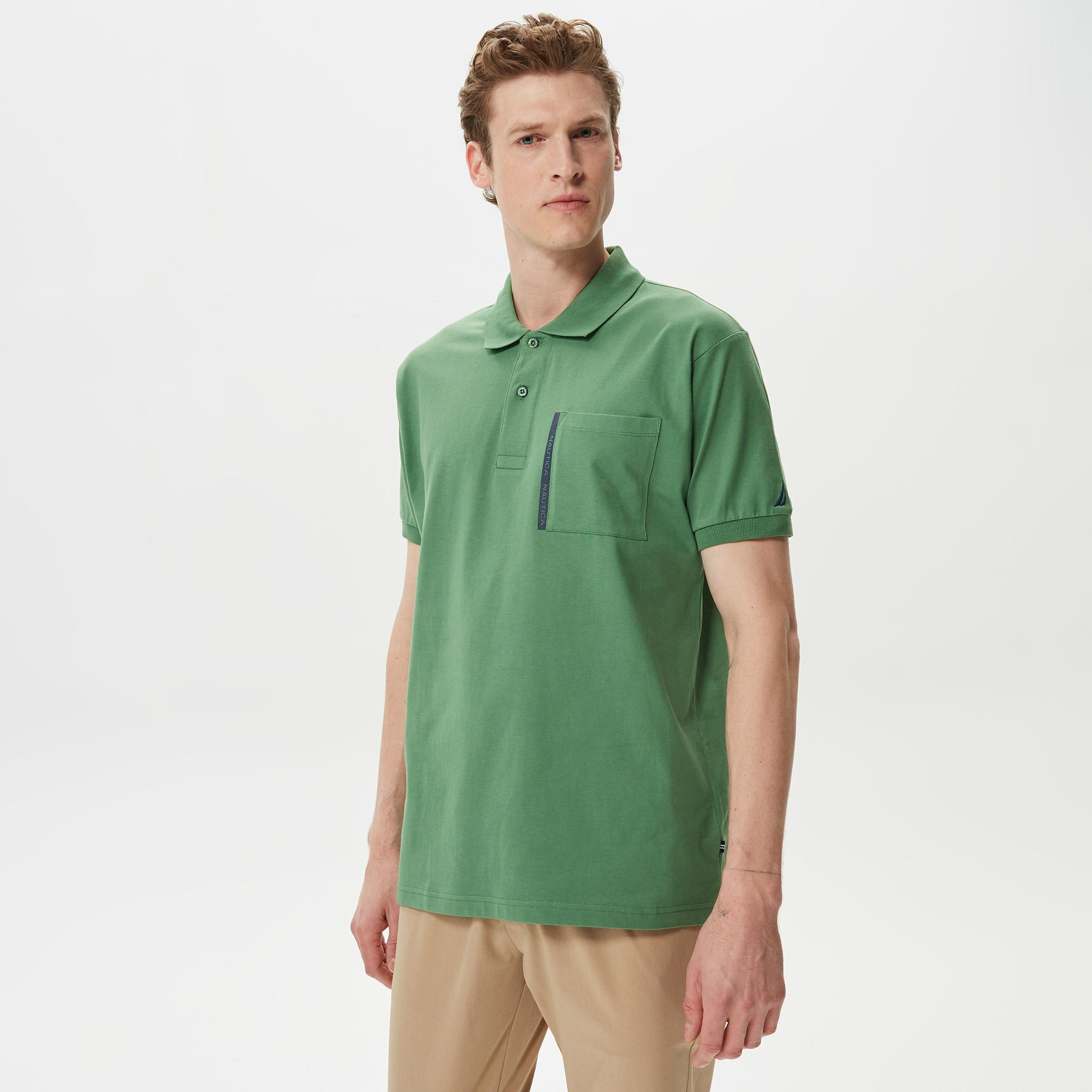 Nautica Erkek Yeşil Classic Fit Kısa Kollu Polo Yaka T-Shirt