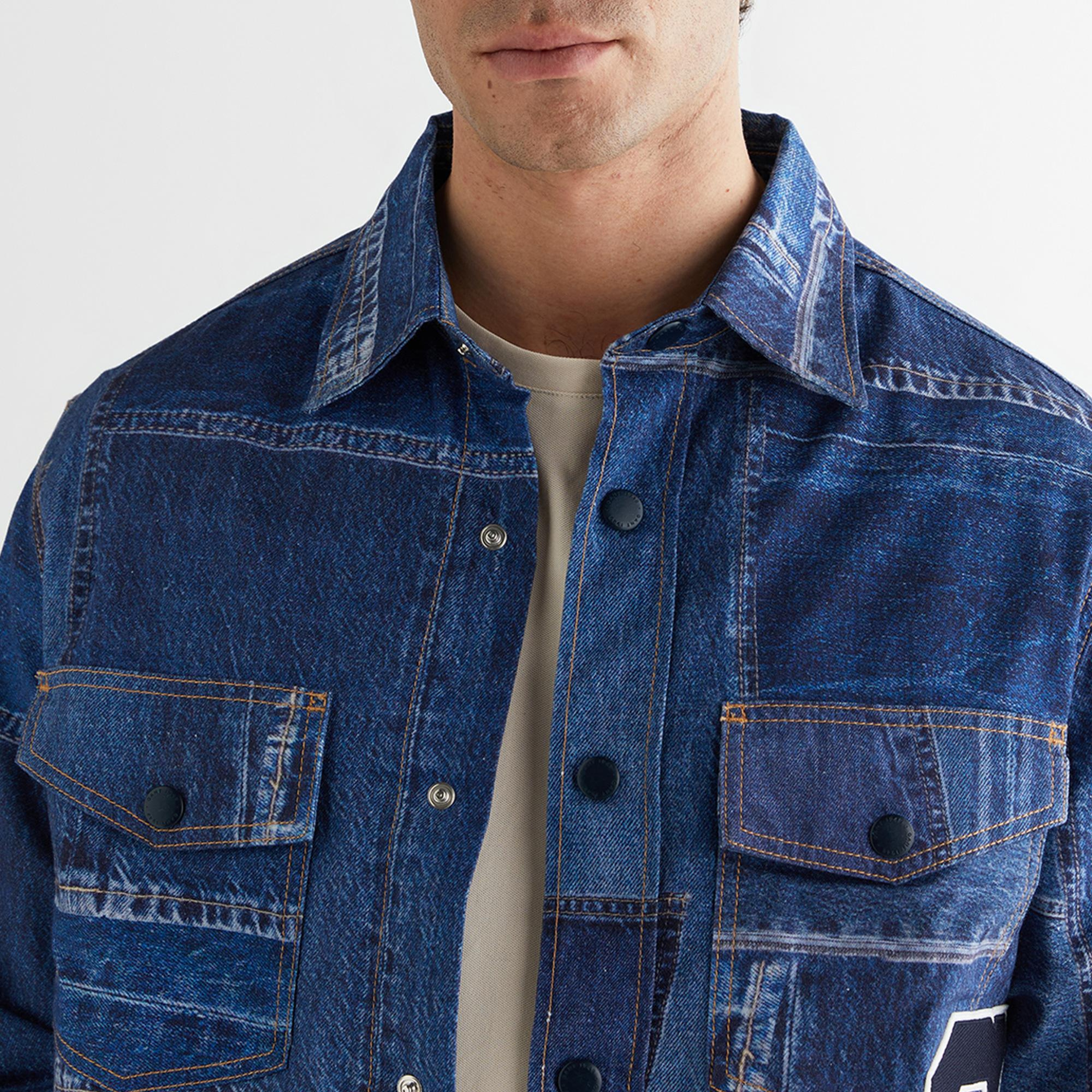 GANT Erkek Mavi Oversize Fit Gömlek Yaka Logolu Gömlek