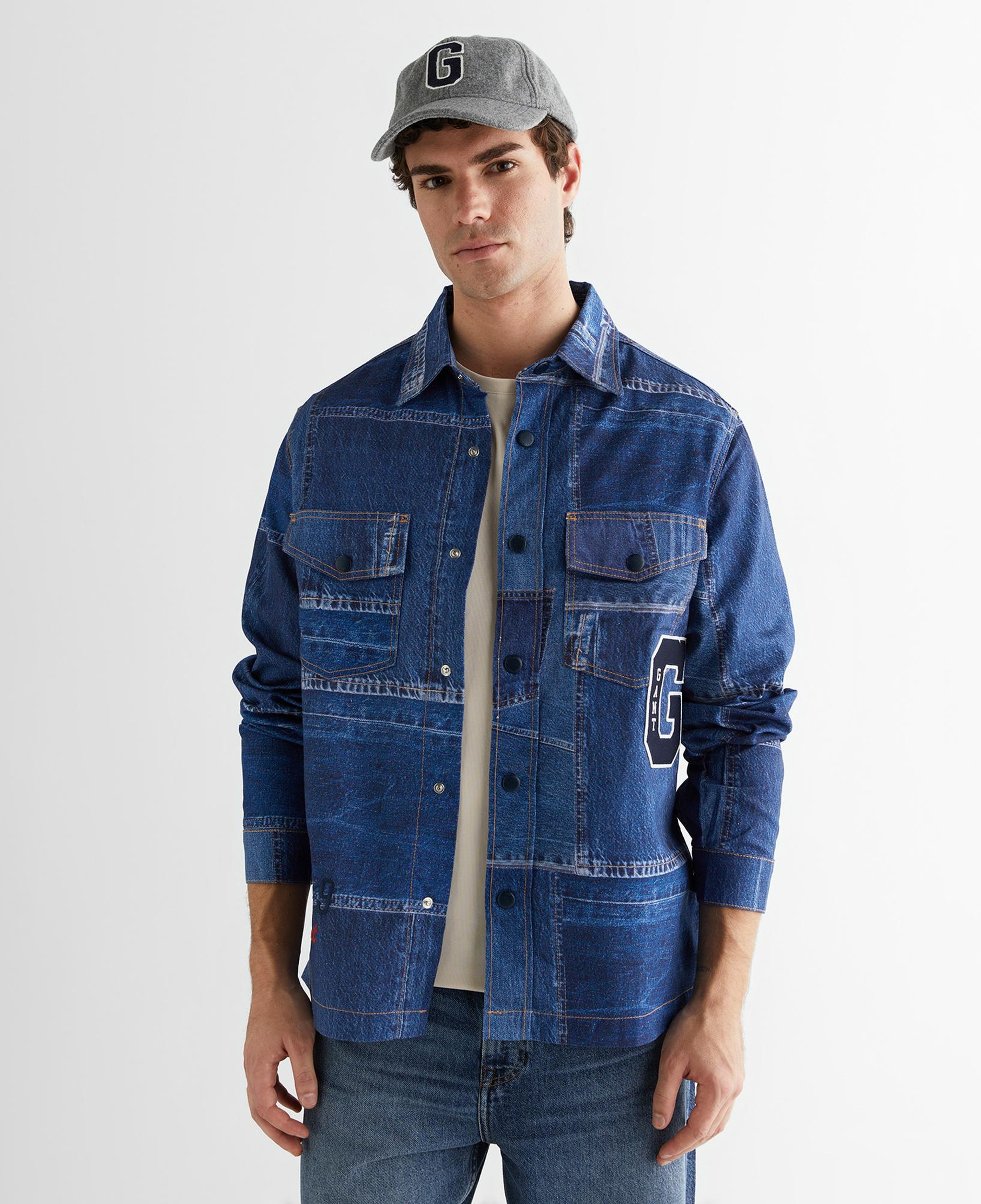 GANT Erkek Mavi Oversize Fit Gömlek Yaka Logolu Gömlek