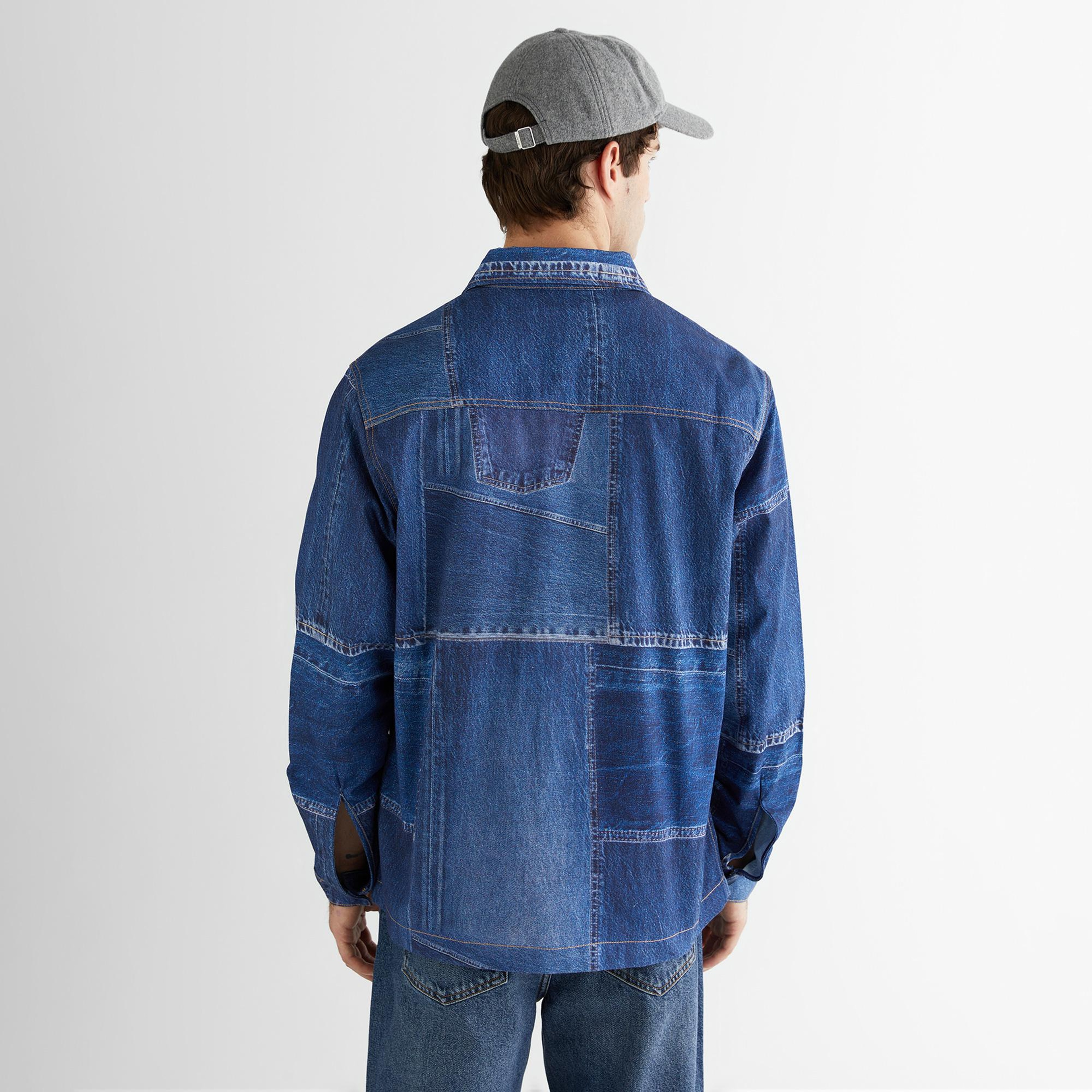 GANT Erkek Mavi Oversize Fit Gömlek Yaka Logolu Gömlek