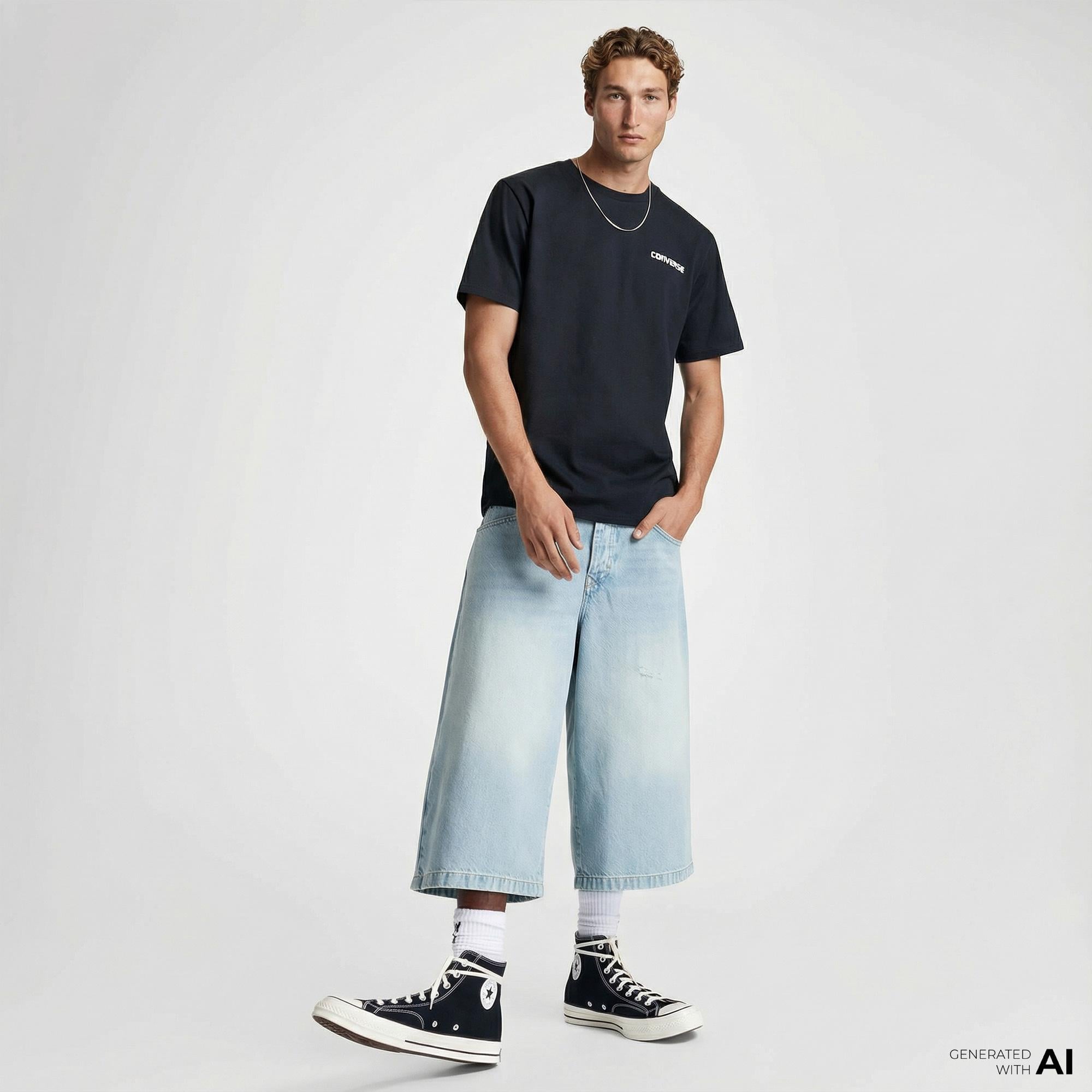 Converse Erkek Grafik Baskılı Siyah T-Shirt