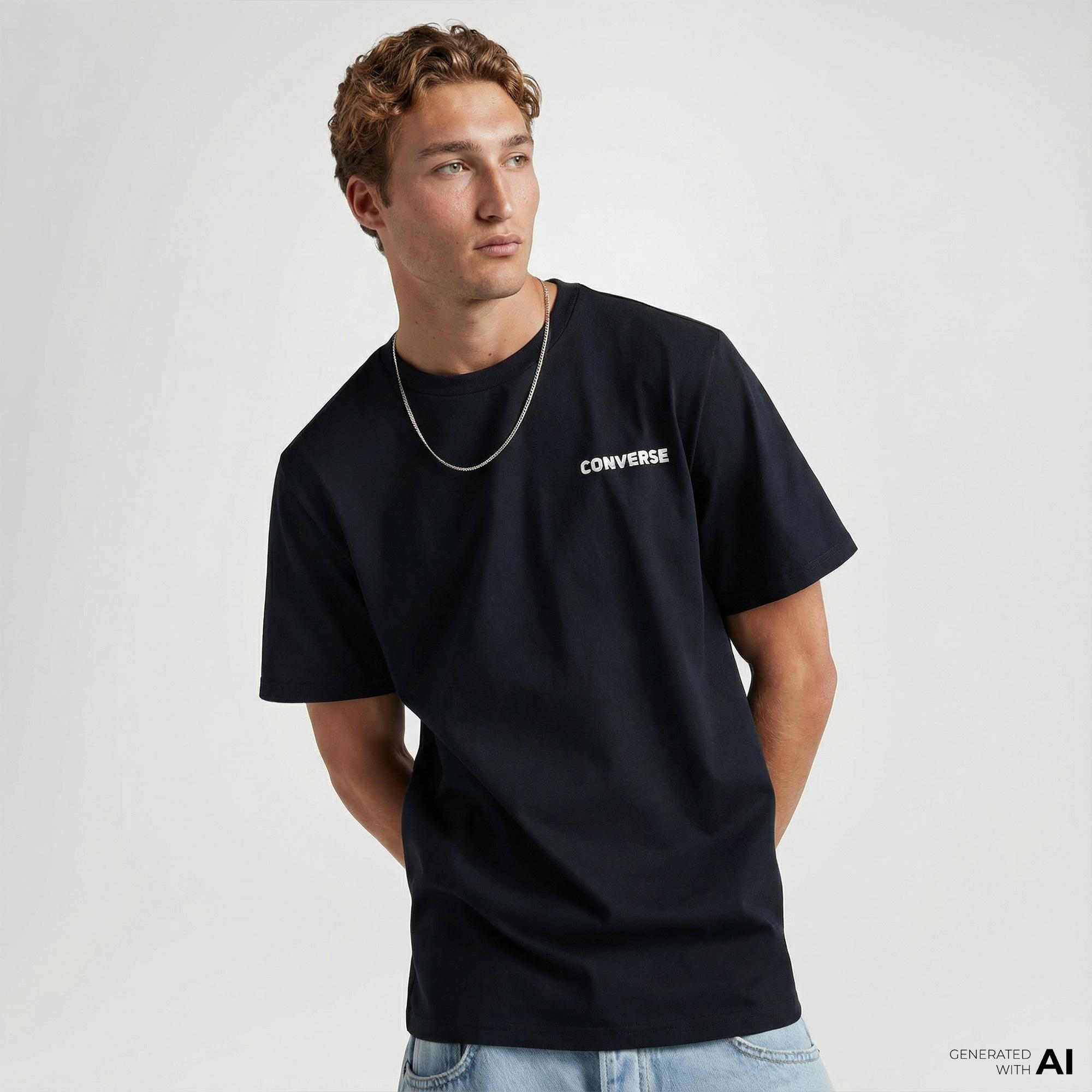 Converse Erkek Grafik Baskılı Siyah T-Shirt