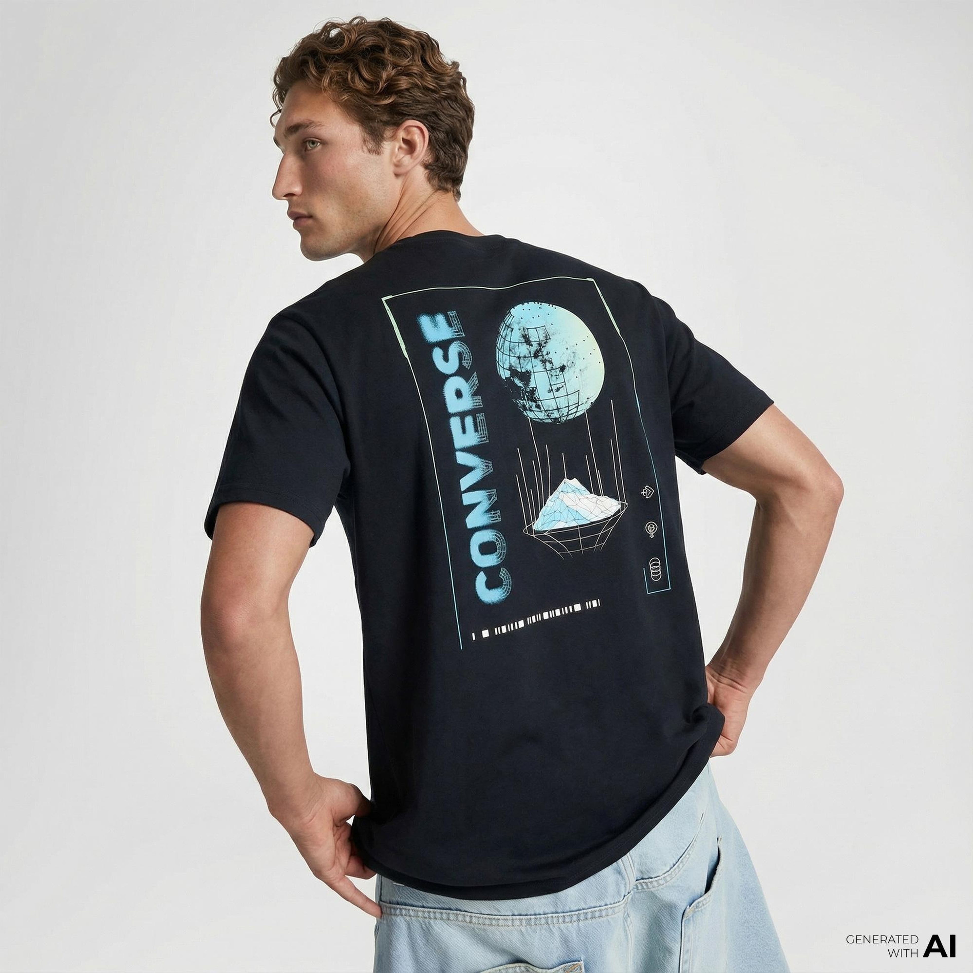 Converse Erkek Grafik Baskılı Siyah T-Shirt