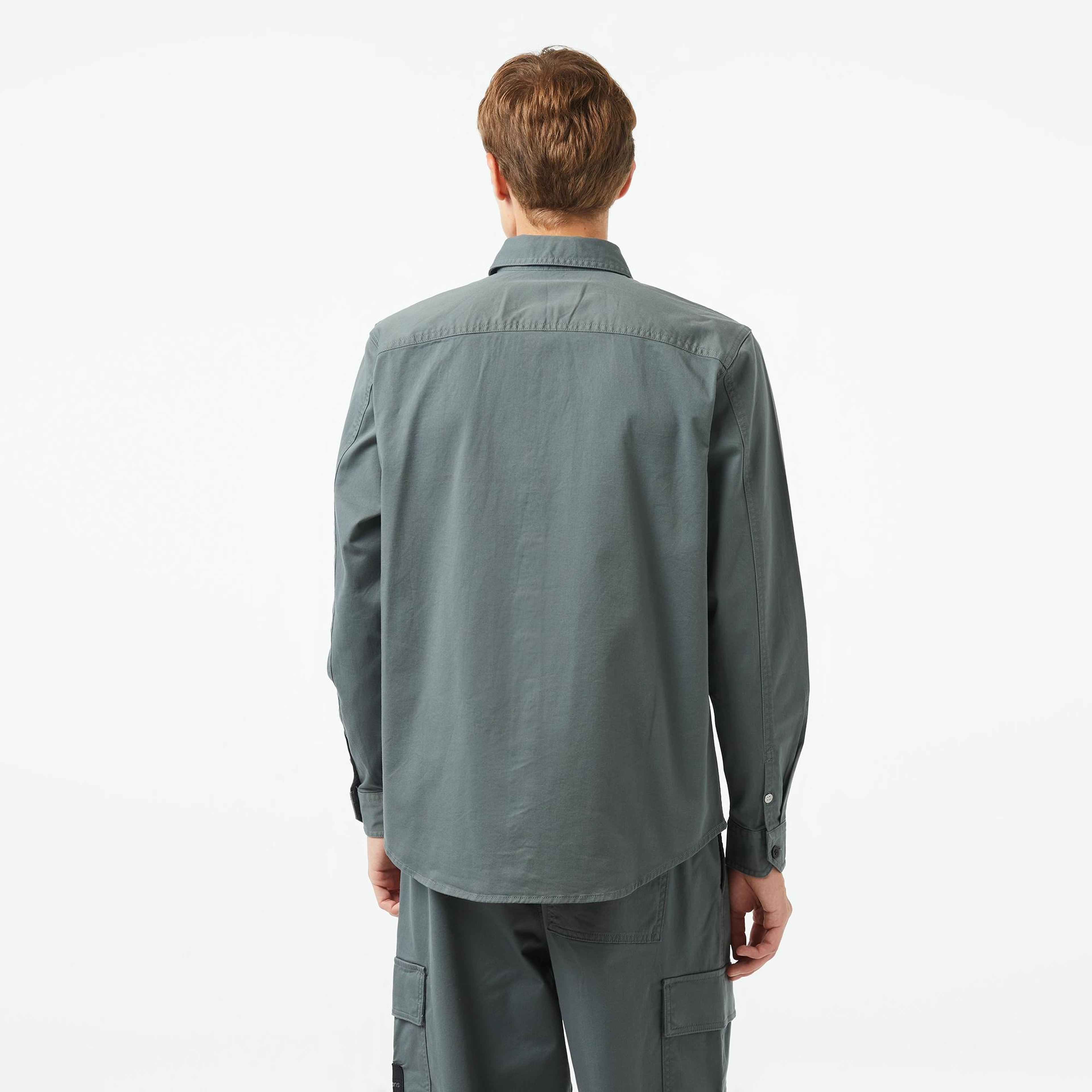 Calvin Klein Jeans Monologo Badge Relaxed Erkek Gri Gömlek