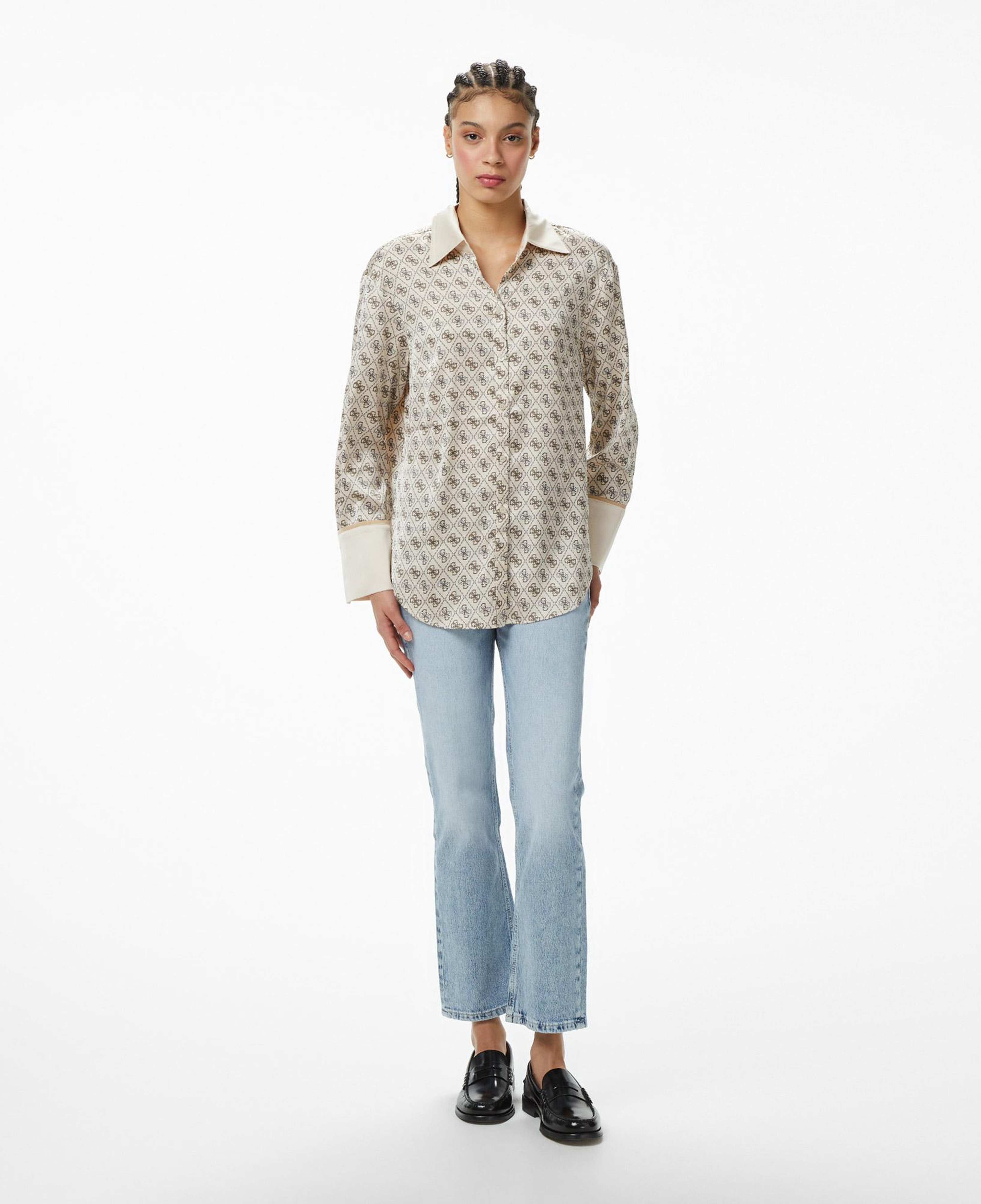 Guess Ls Alexandra Slim Fit Kadın Beyaz Gömlek