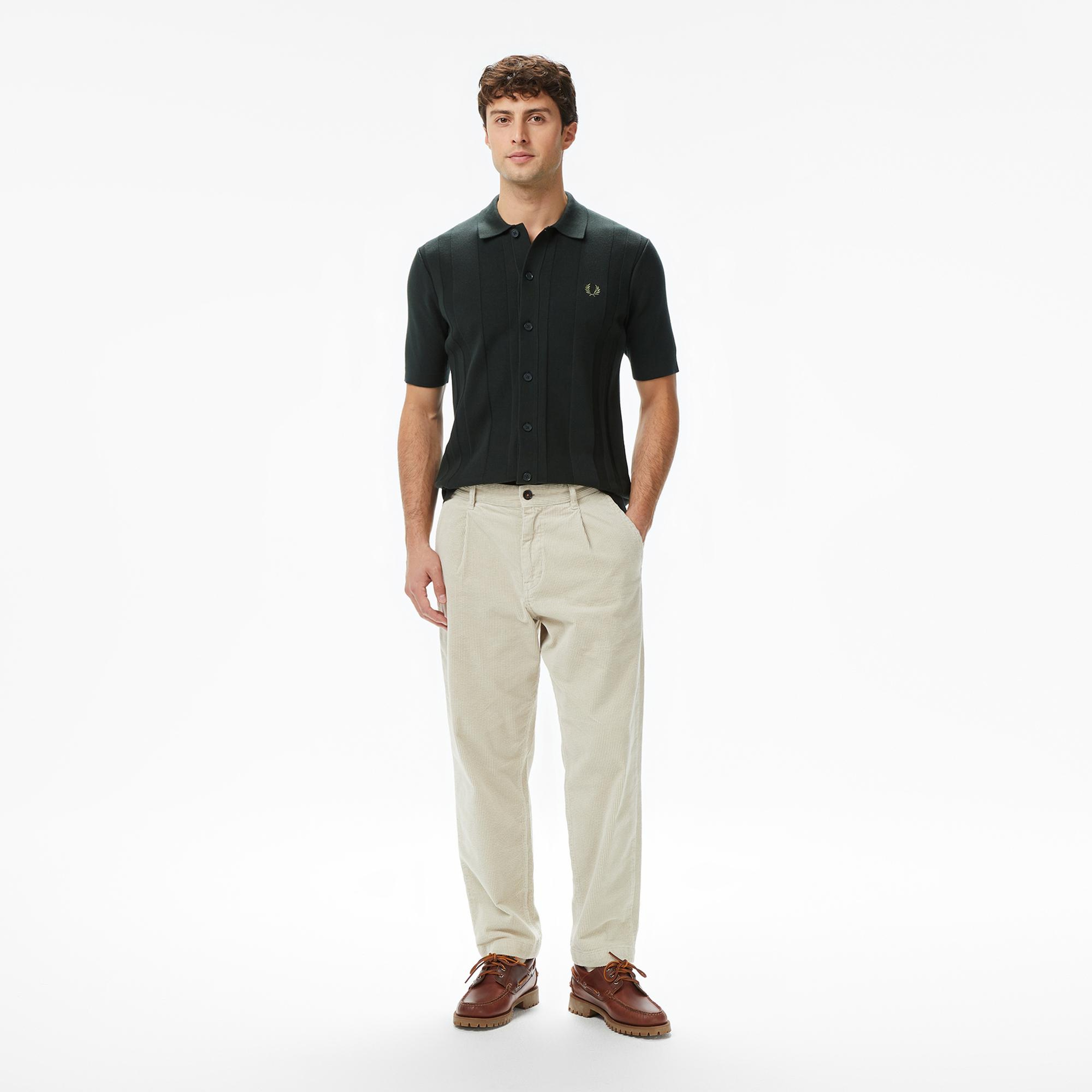 Fred Perry Button Through Erkek Yeşil Polo