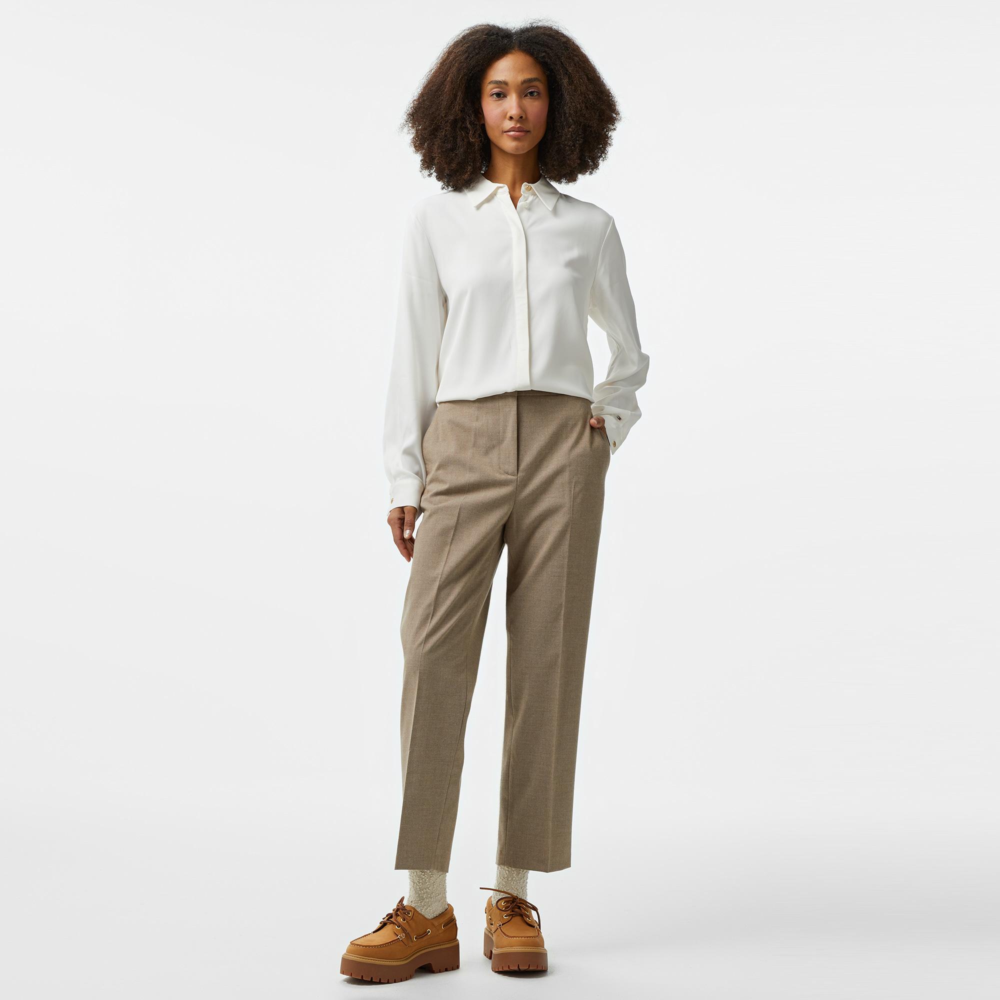 Tommy Hilfiger Fluid Viscose Regular Kadın Beyaz Gömlek