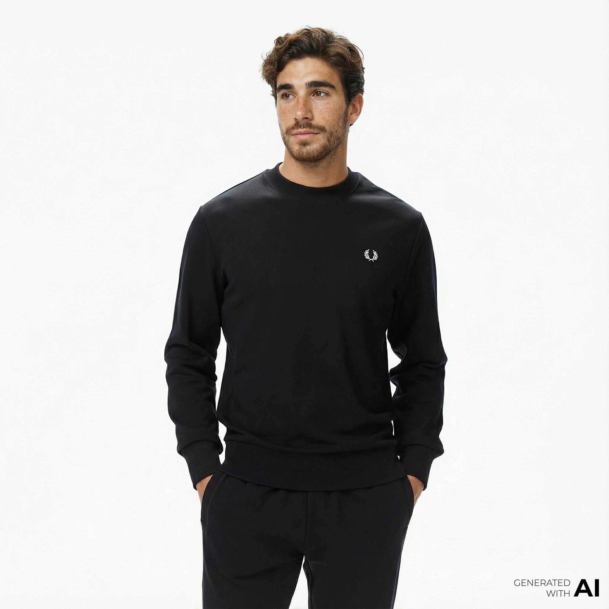 Fred Perry Erkek Siyah Sweatshirt